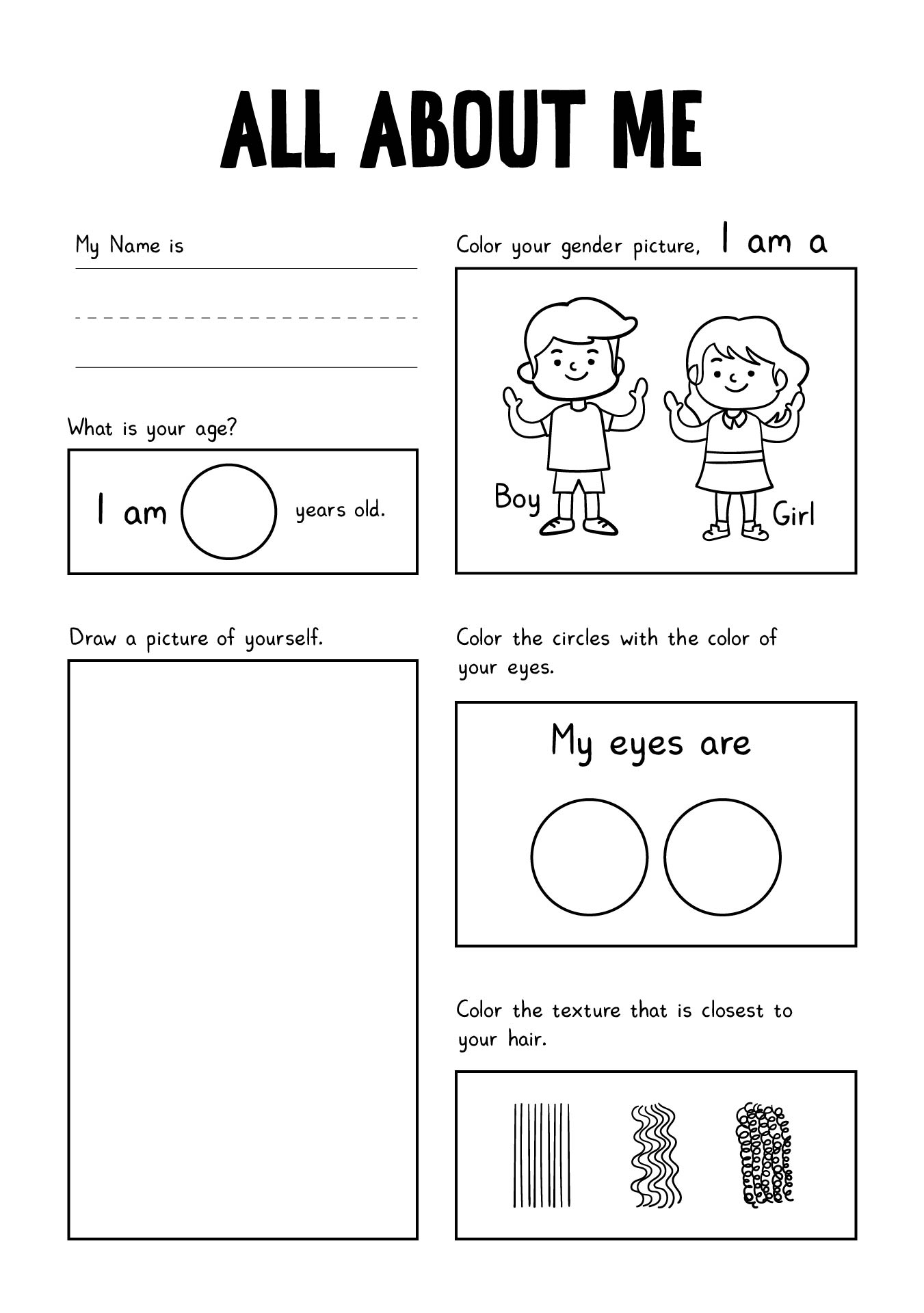 All About Me Student Profile Sheet