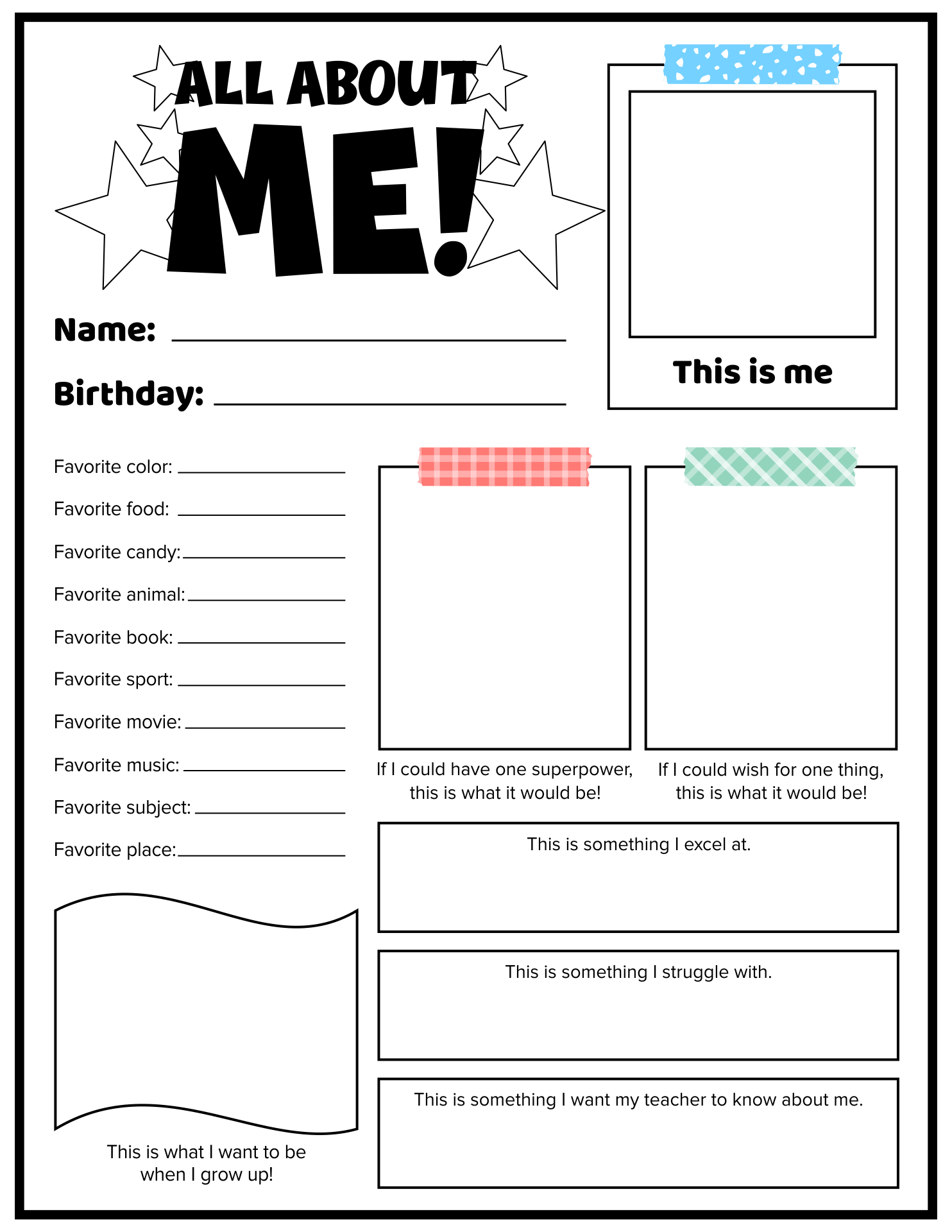 20 Best Free Printable All About Me Adult PDF for Free at Printablee