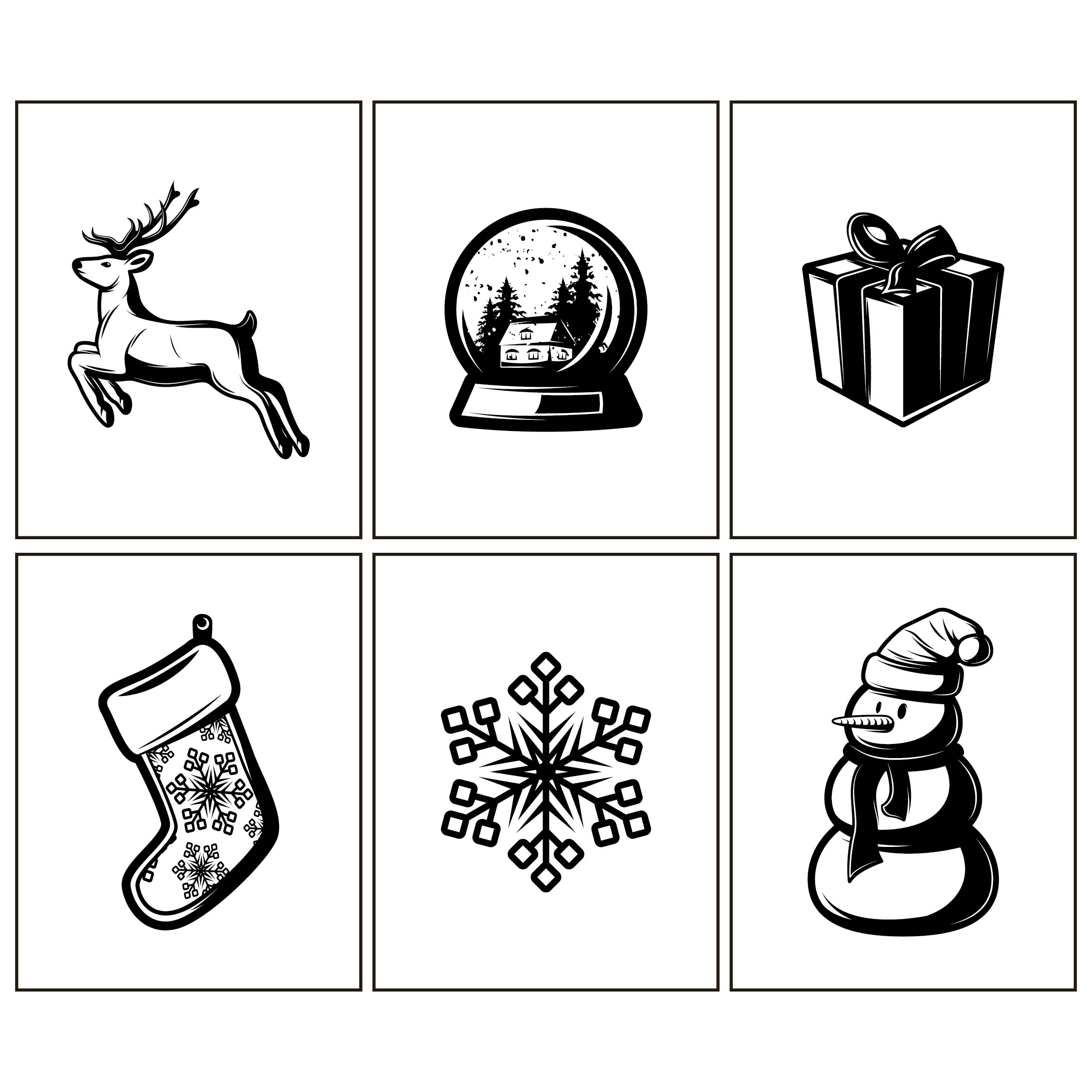 Black and White Printable Christmas Cards