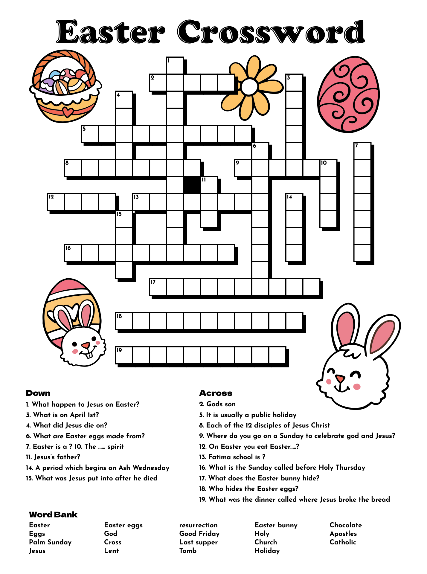 4 Best Easter Printable Crossword Puzzles PDF for Free at Printablee