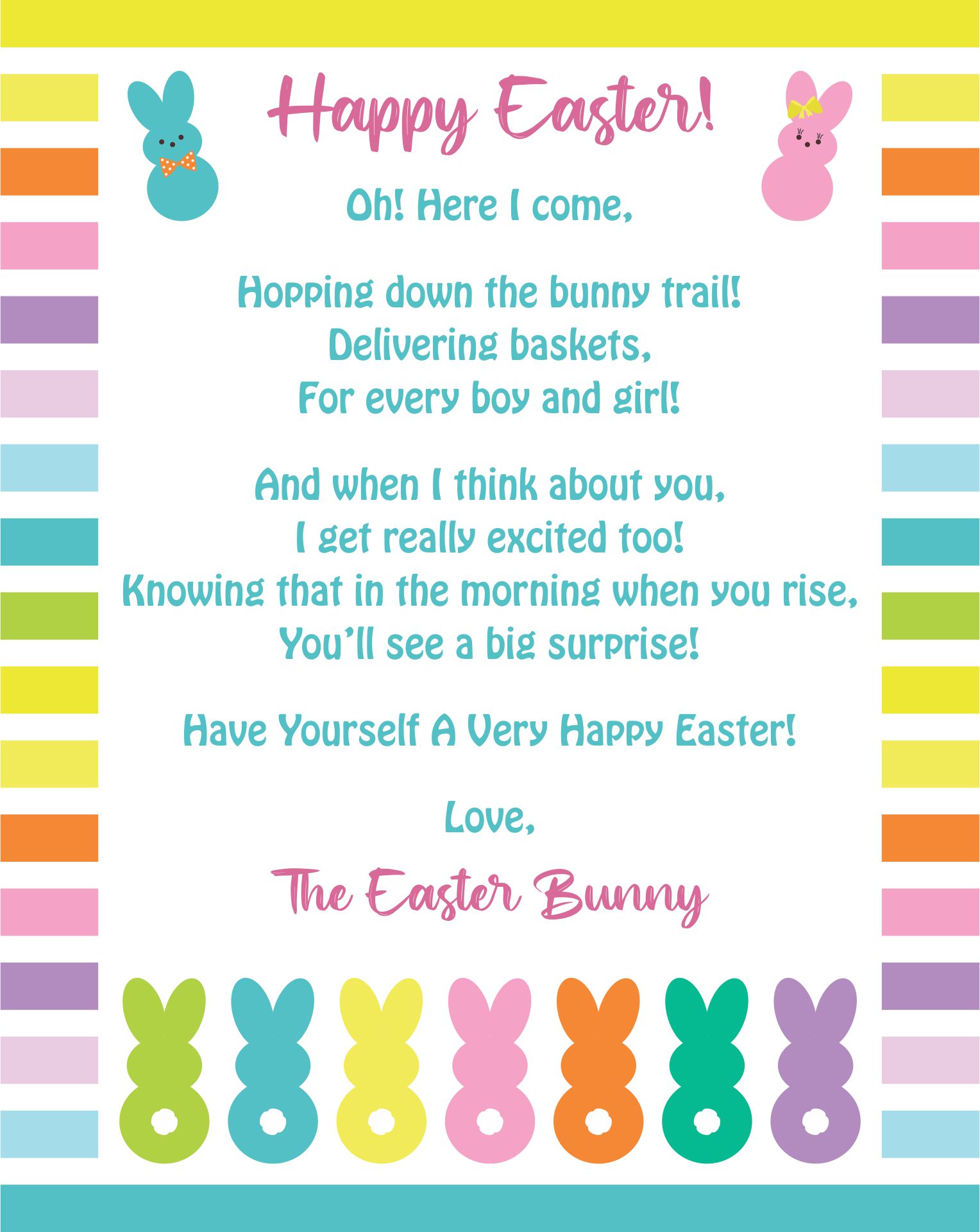Printable Easter Bunny Letters