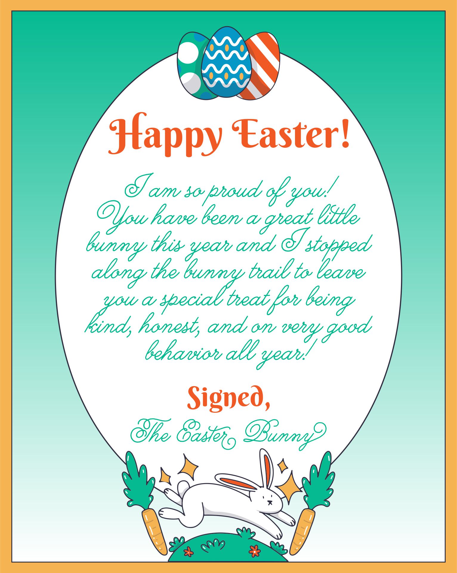 Easter Bunny  Printable Letters