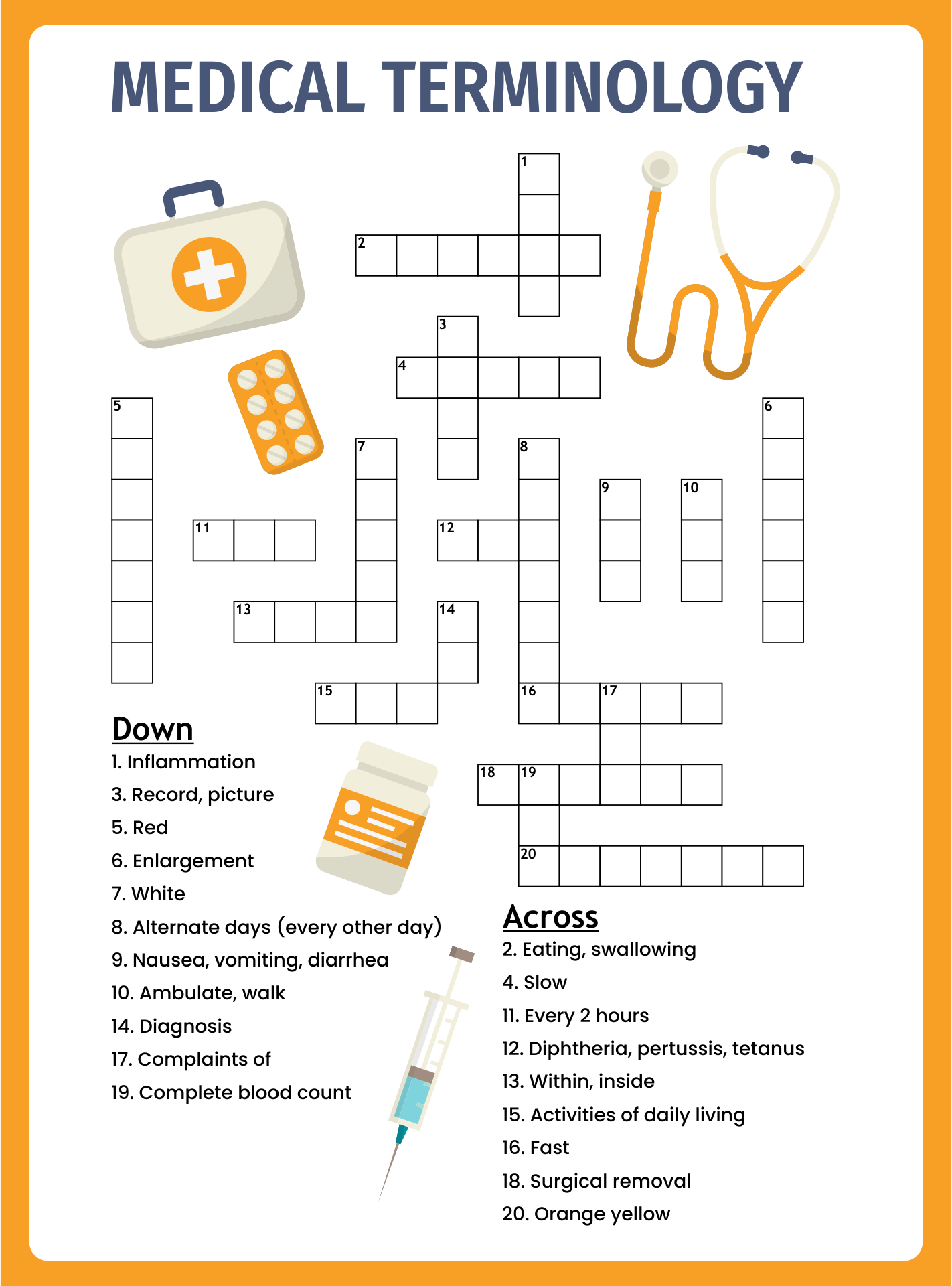 assignment 10 test yourself medical terminology