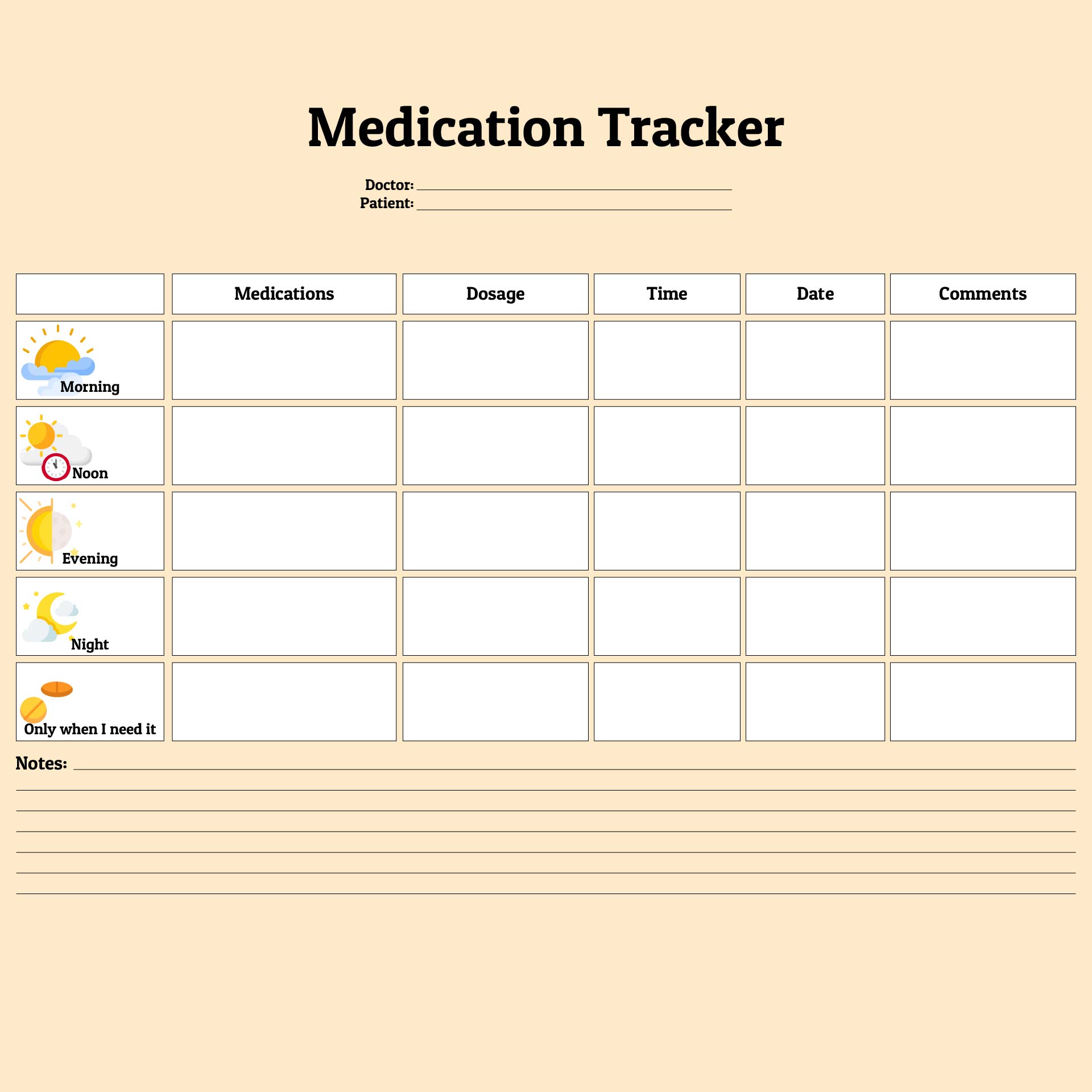 Medication Log Form - 10 Free PDF Printables | Printablee