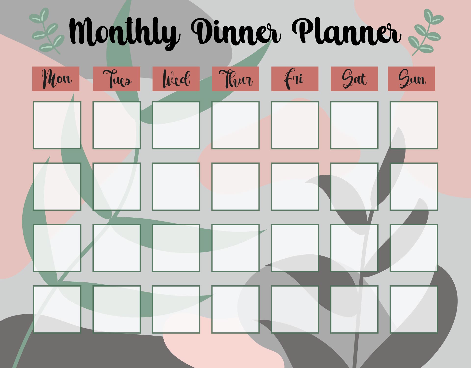 8 best printable monthly dinner planner printableecom