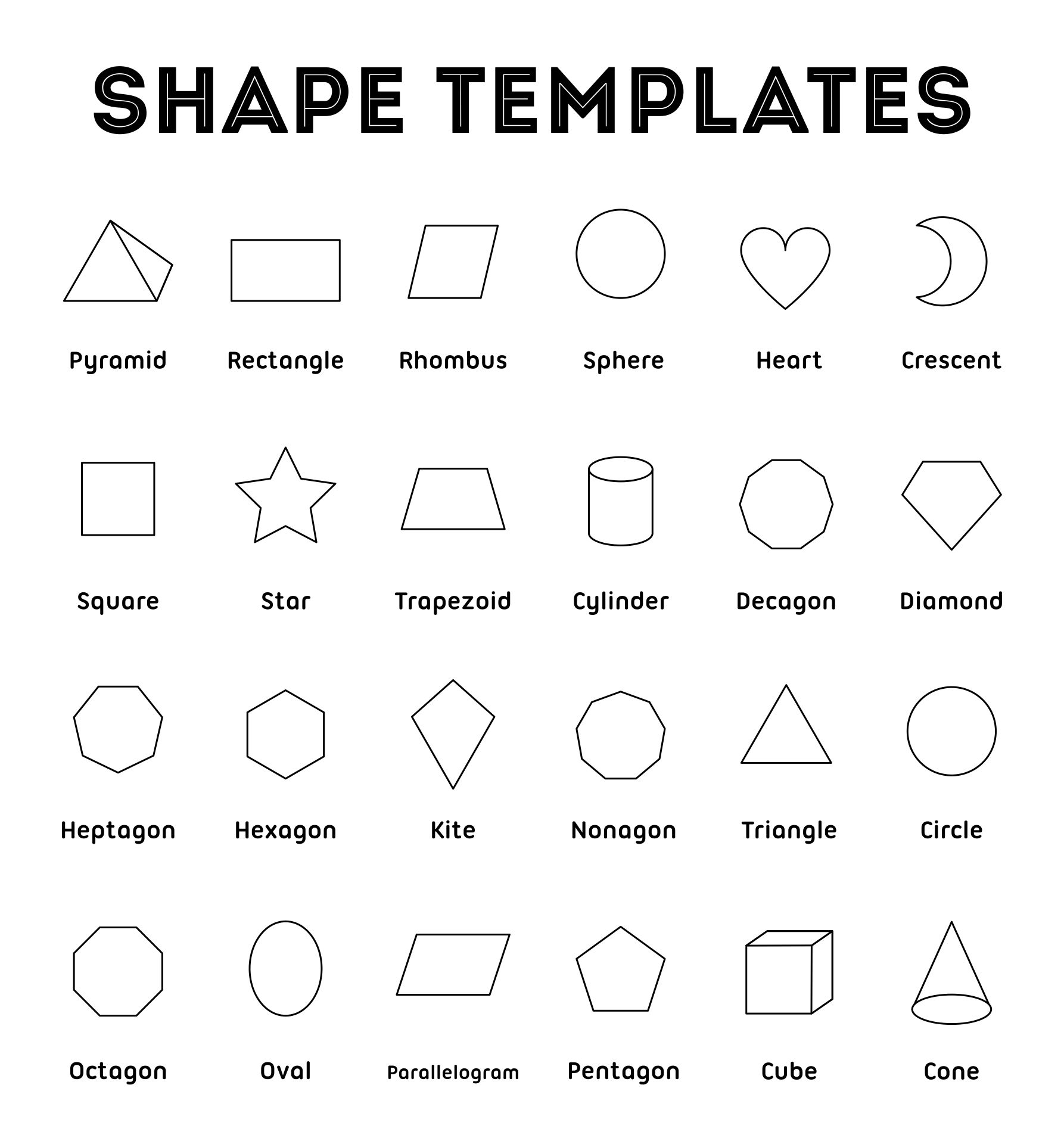 Printable Shape Templates