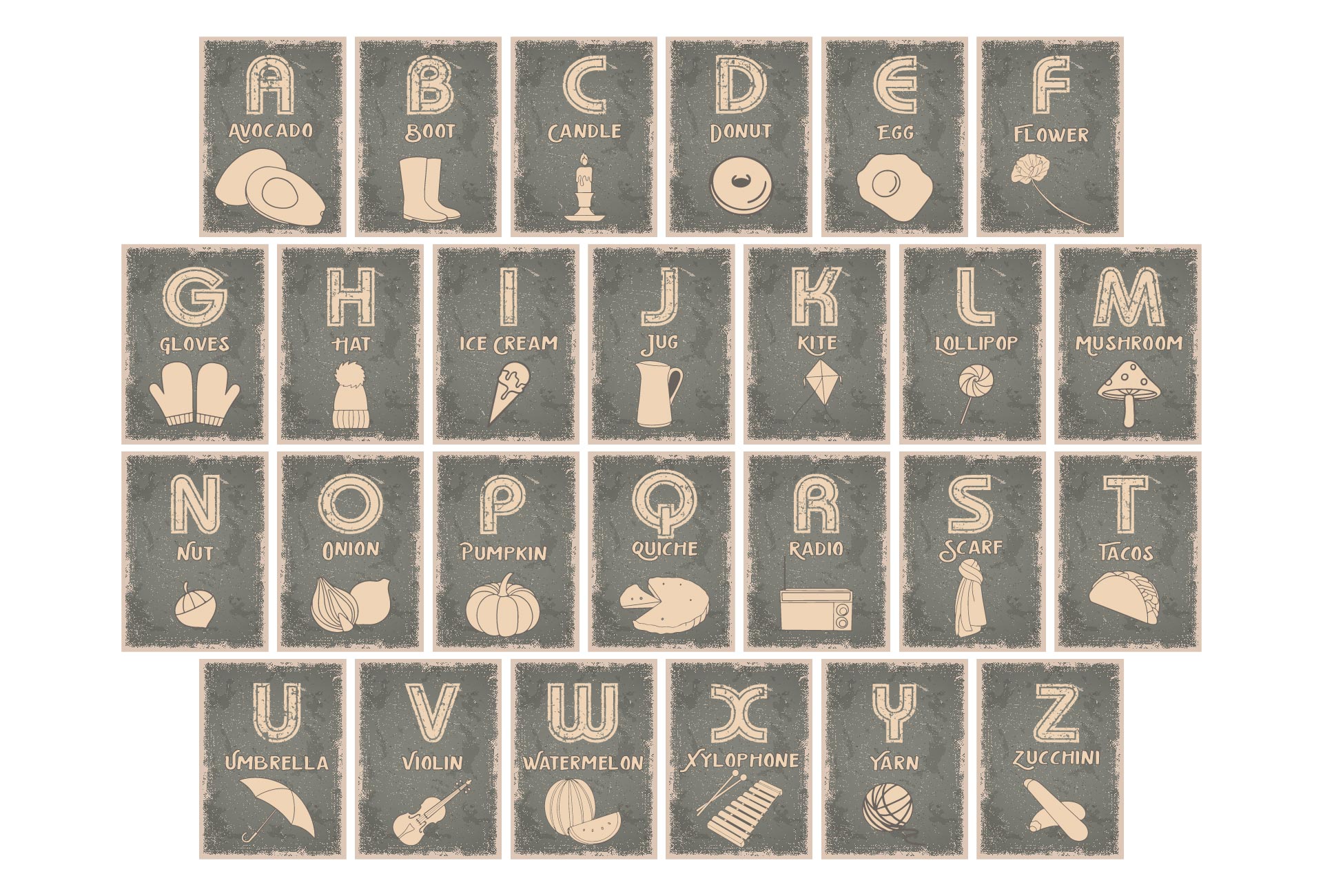 Printable Vintage Alphabet Cards