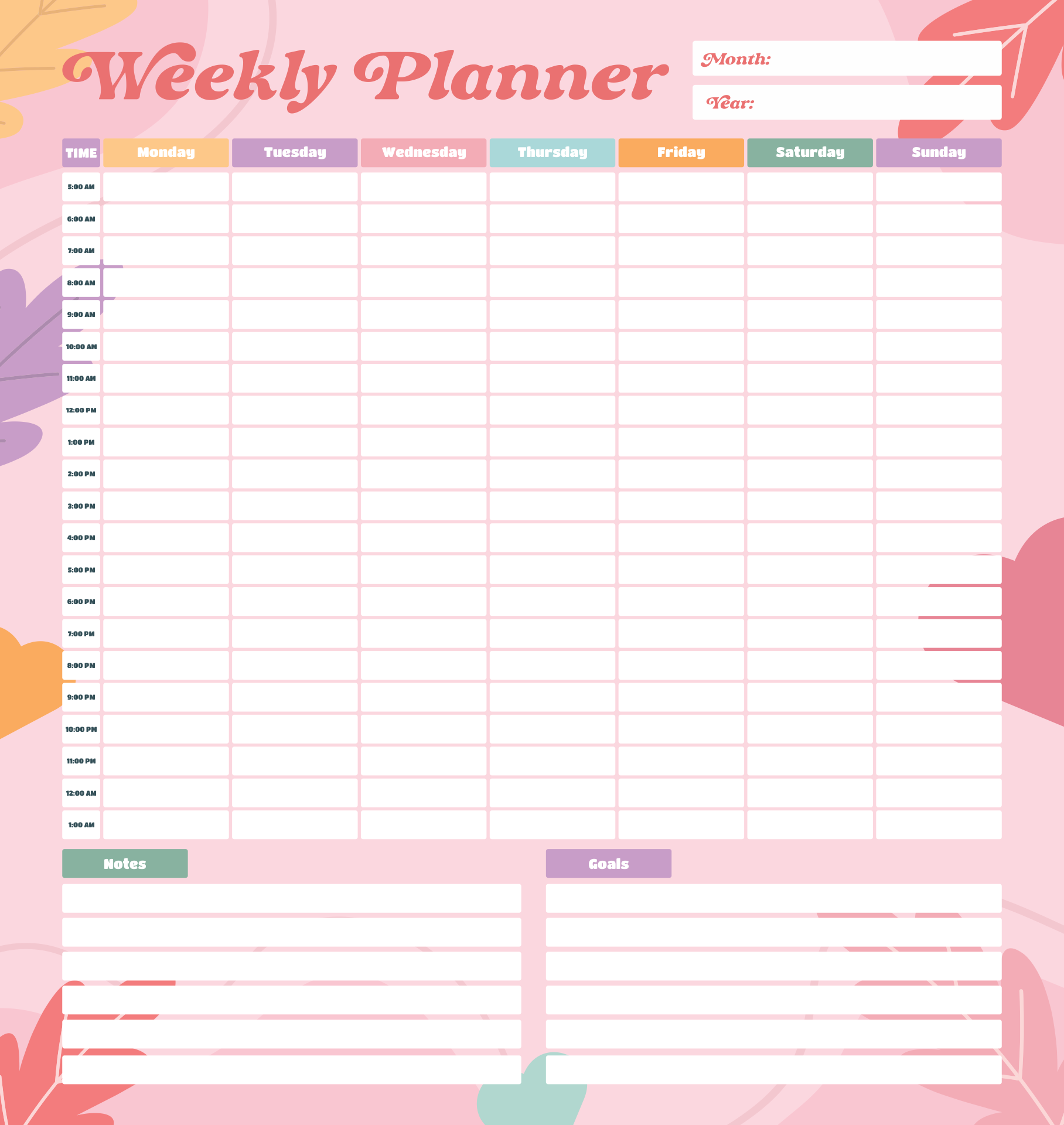 Free Printable Weekly Calendars