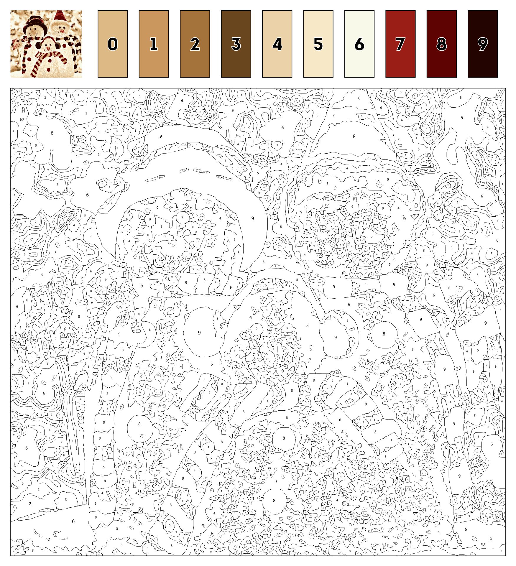 Hard Color by Number Christmas Coloring Pages