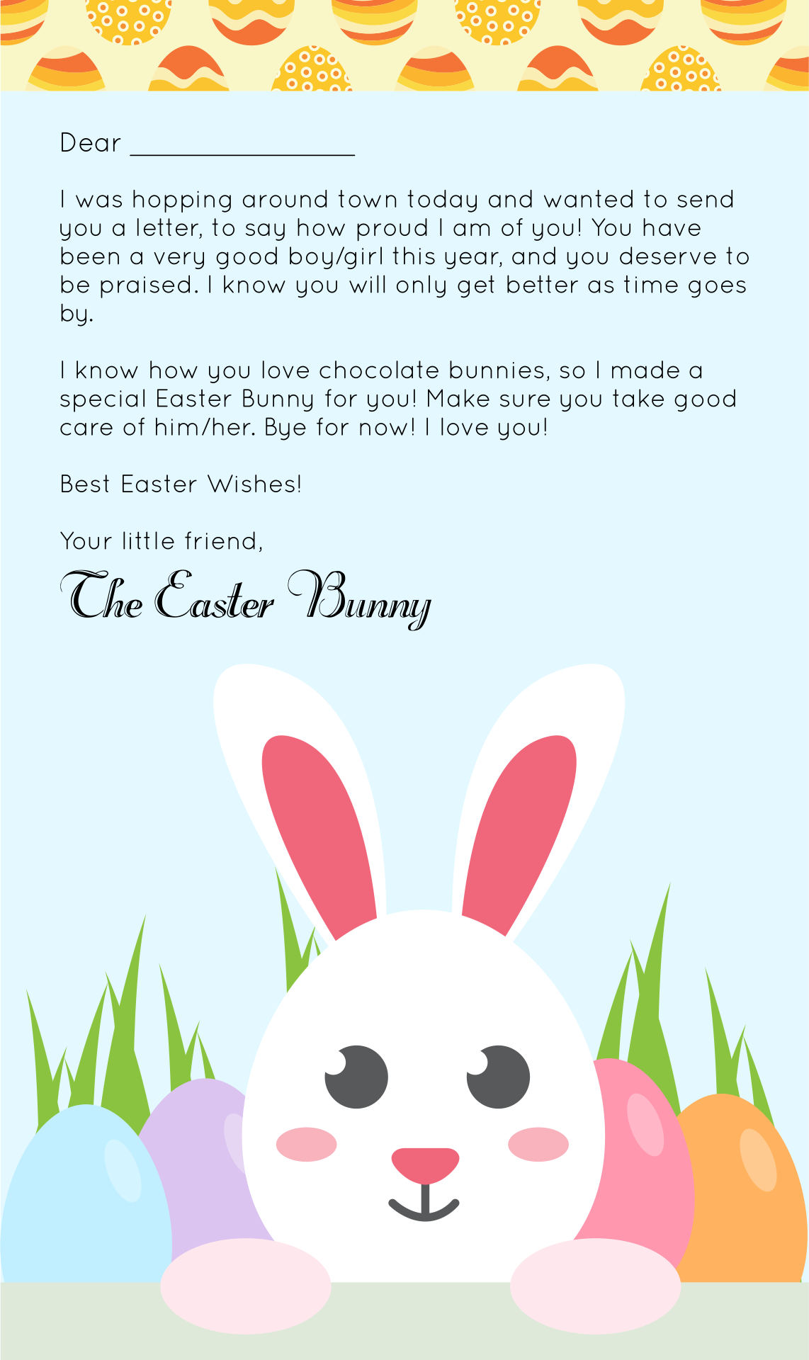 Letter From Easter Bunny Template