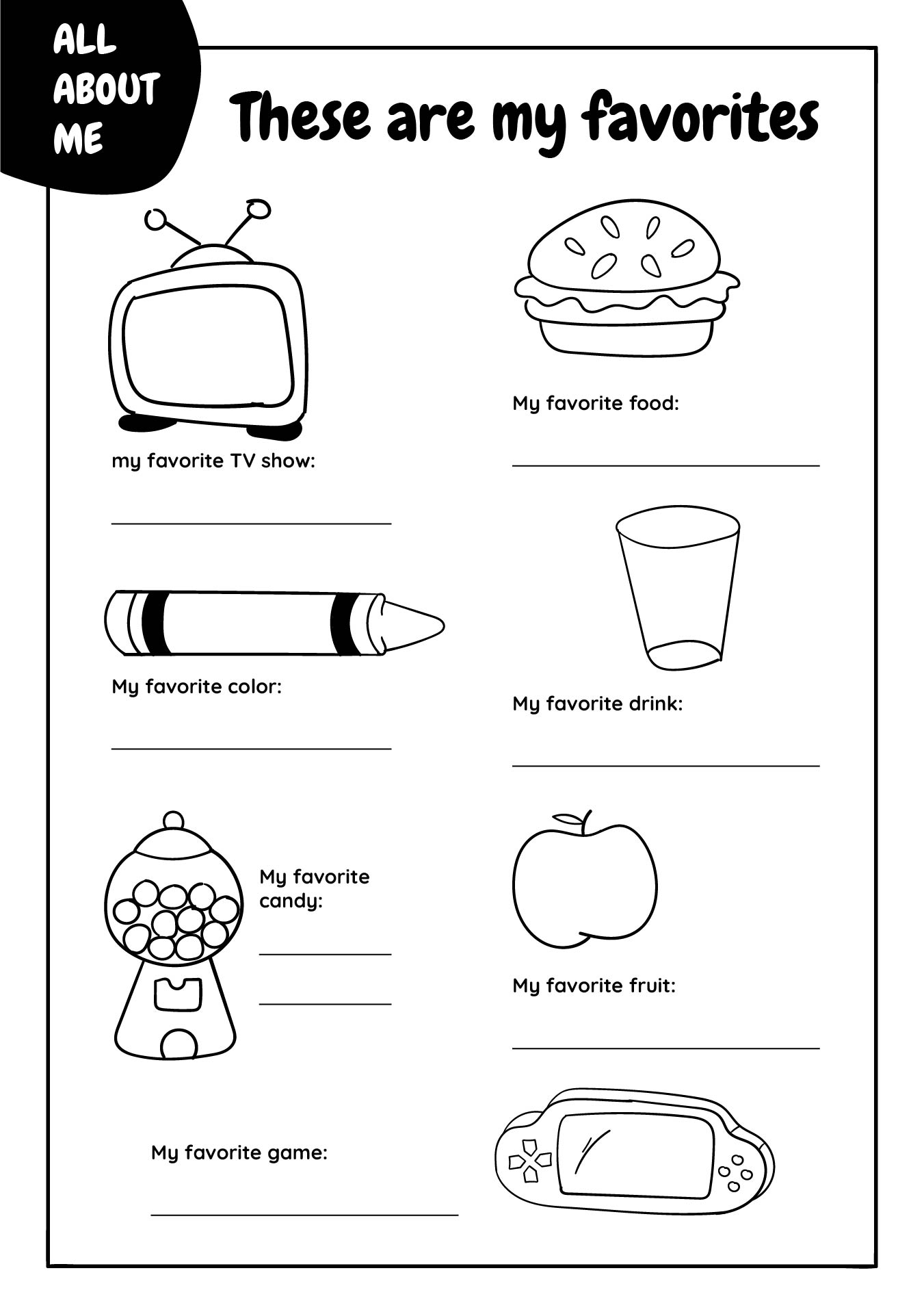 My Favorite Things Coloring Pages