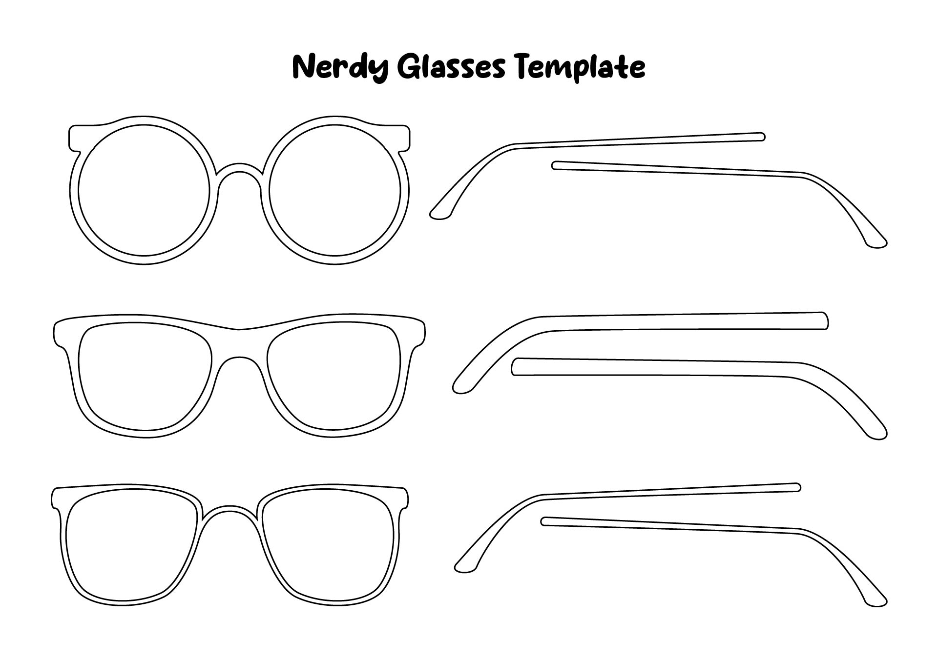 Nerdy Glasses Printable Template