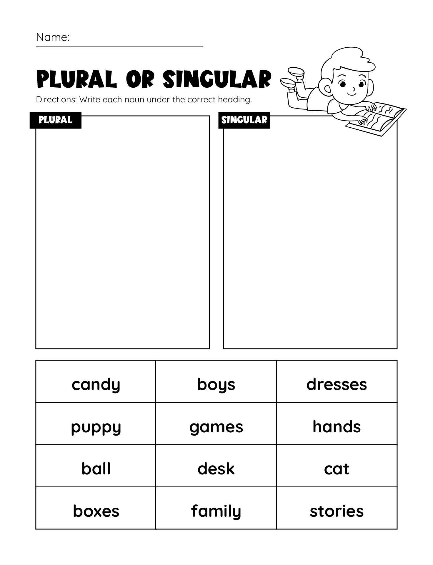 Plural Nouns Worksheets 1st Grade