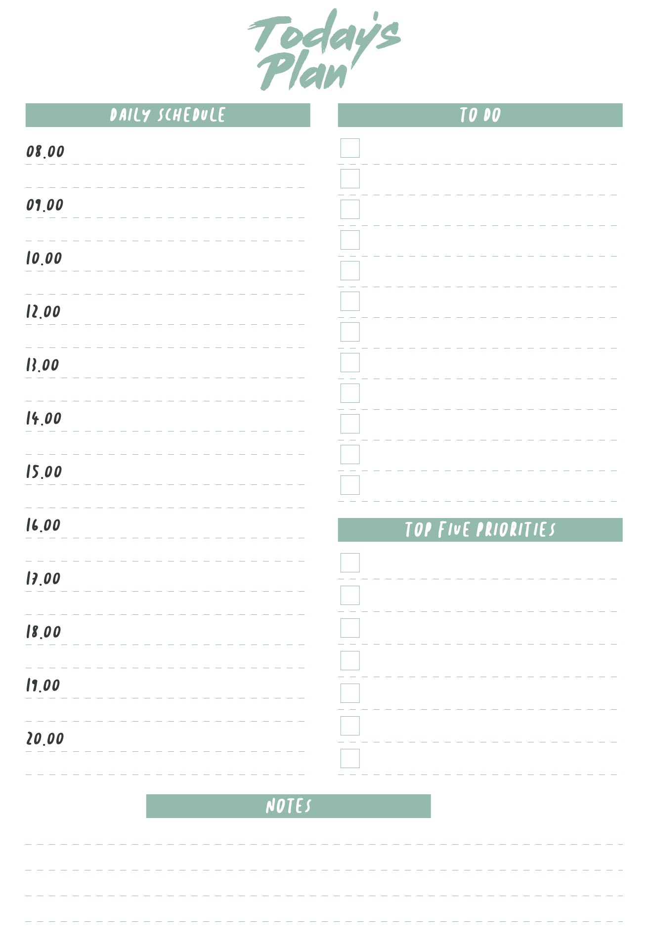 Printable Daily Hourly Schedule Template