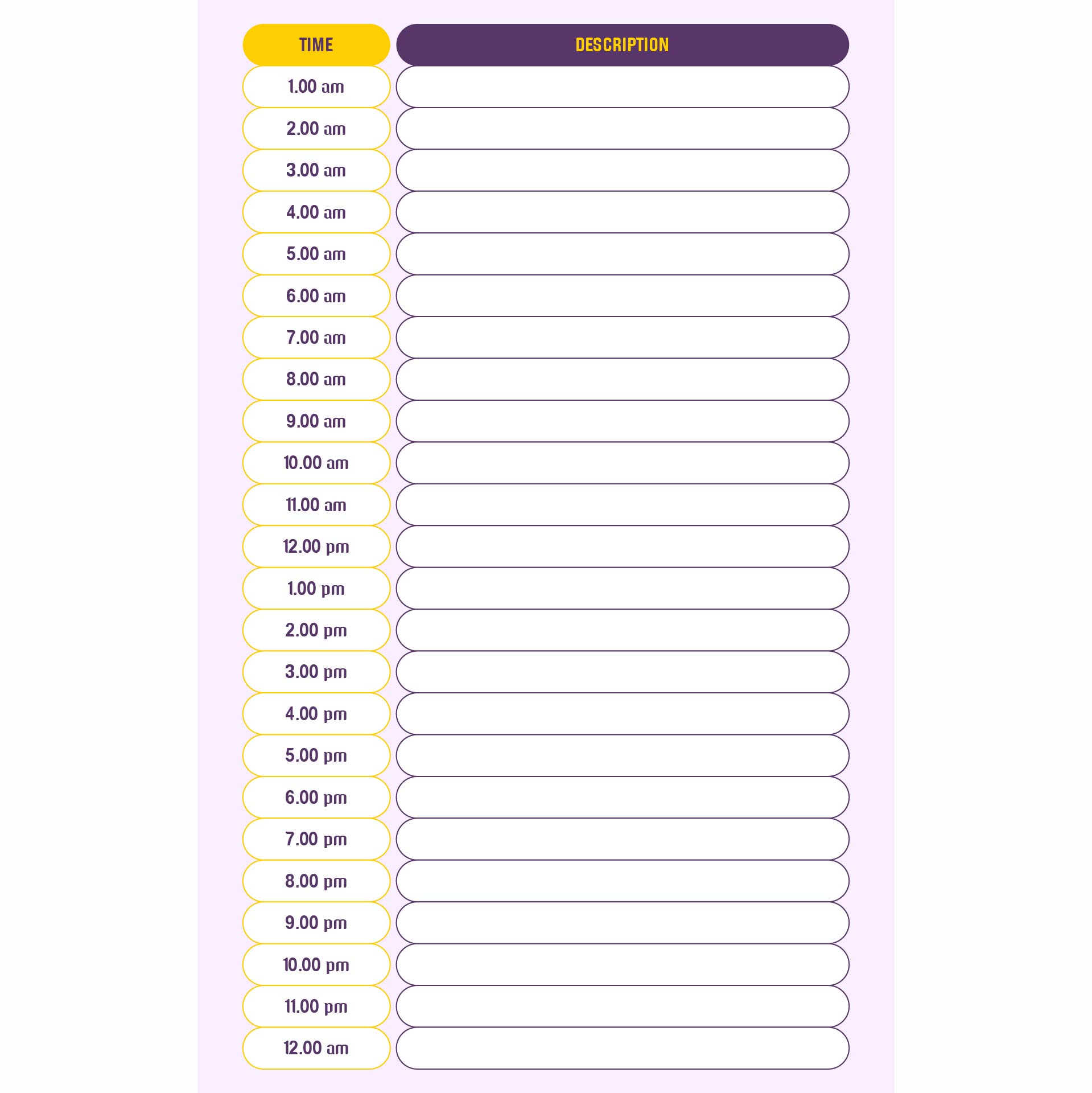 10 best weekly hourly calendar printable printableecom