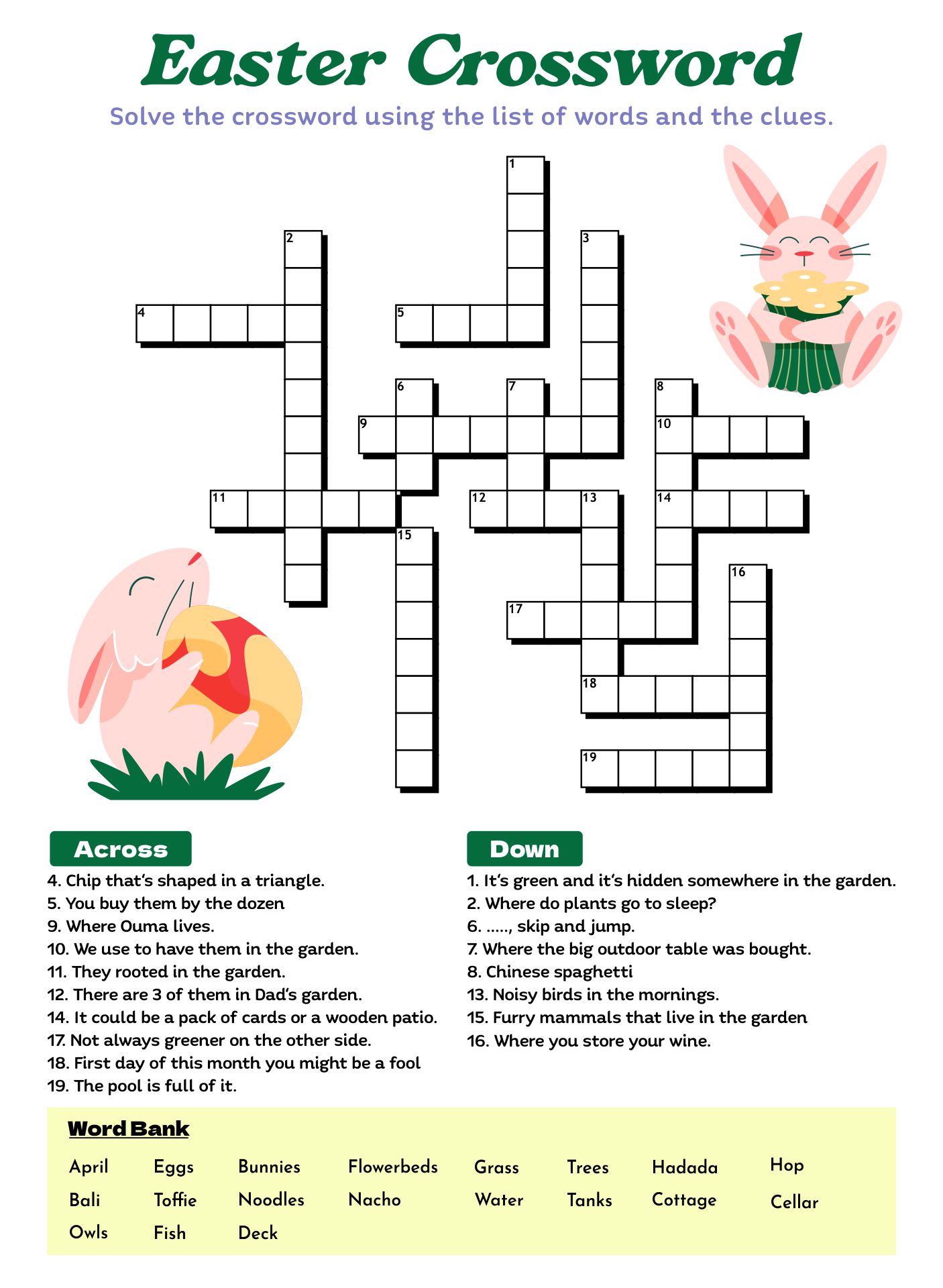 Printable Easter Crossword Puzzles