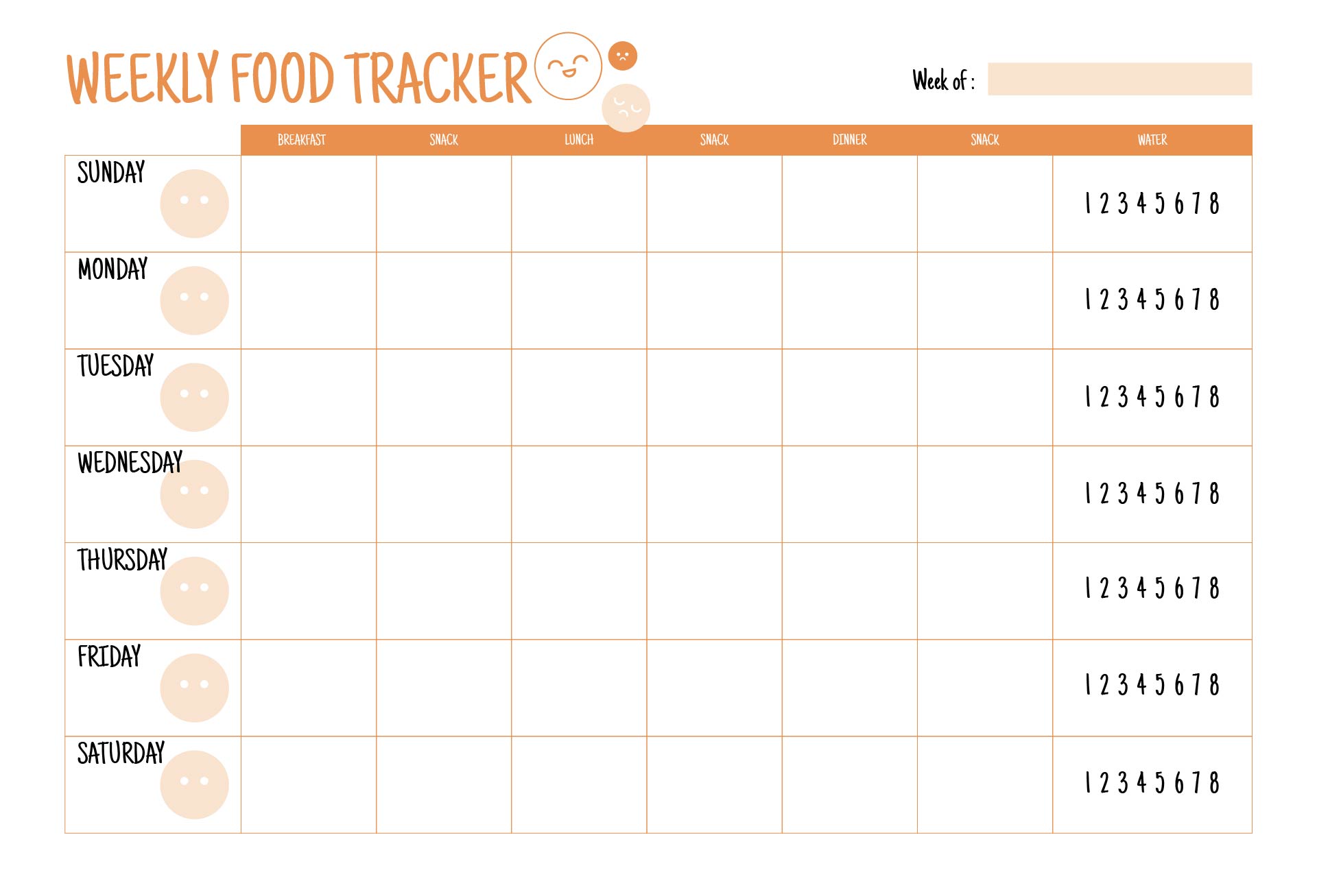 Printable Weekly Food Tracker