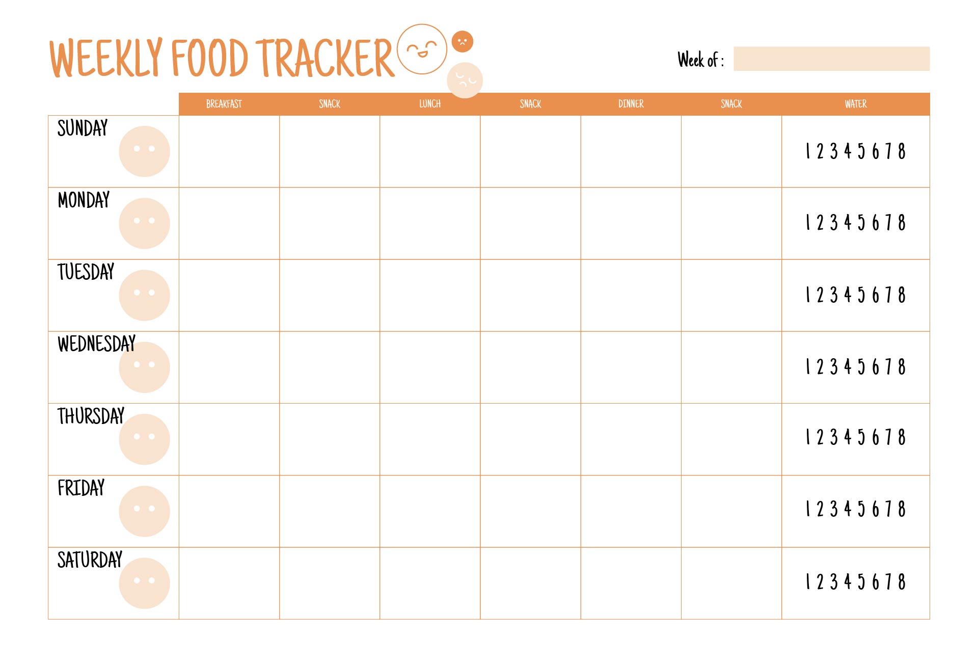  Printable Diet Tracker