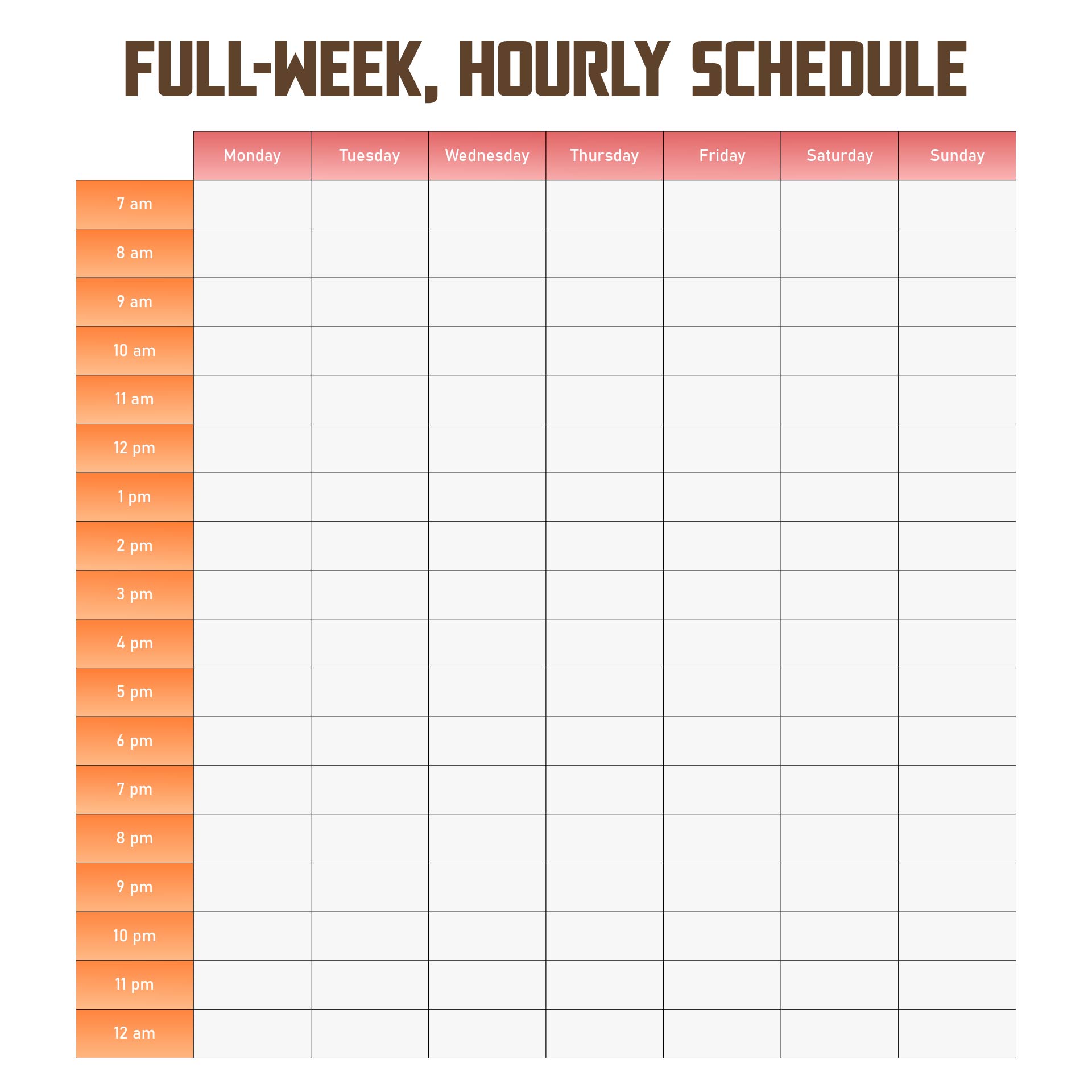 Weekly Planner With Times