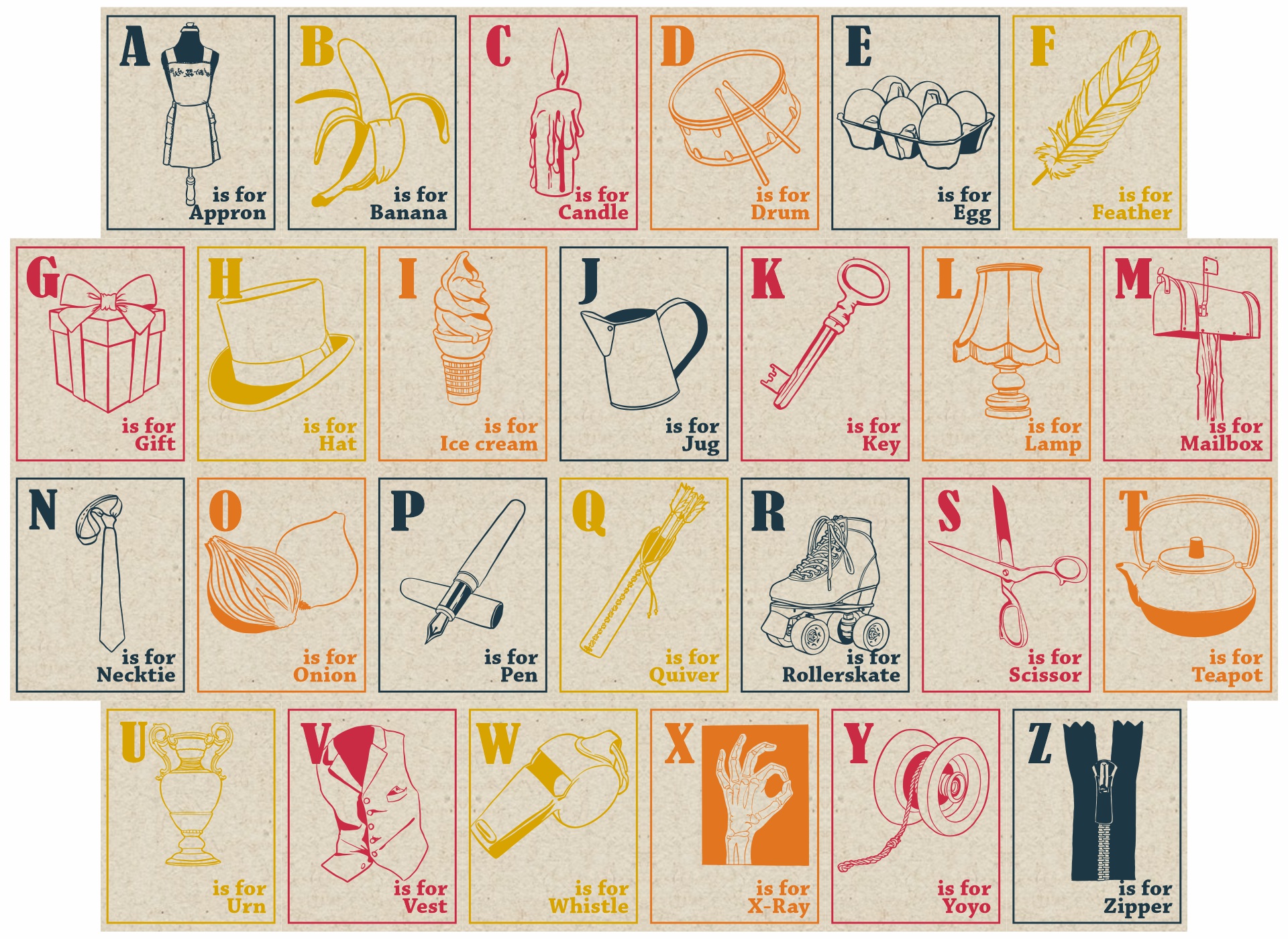 Vintage Alphabet Cards