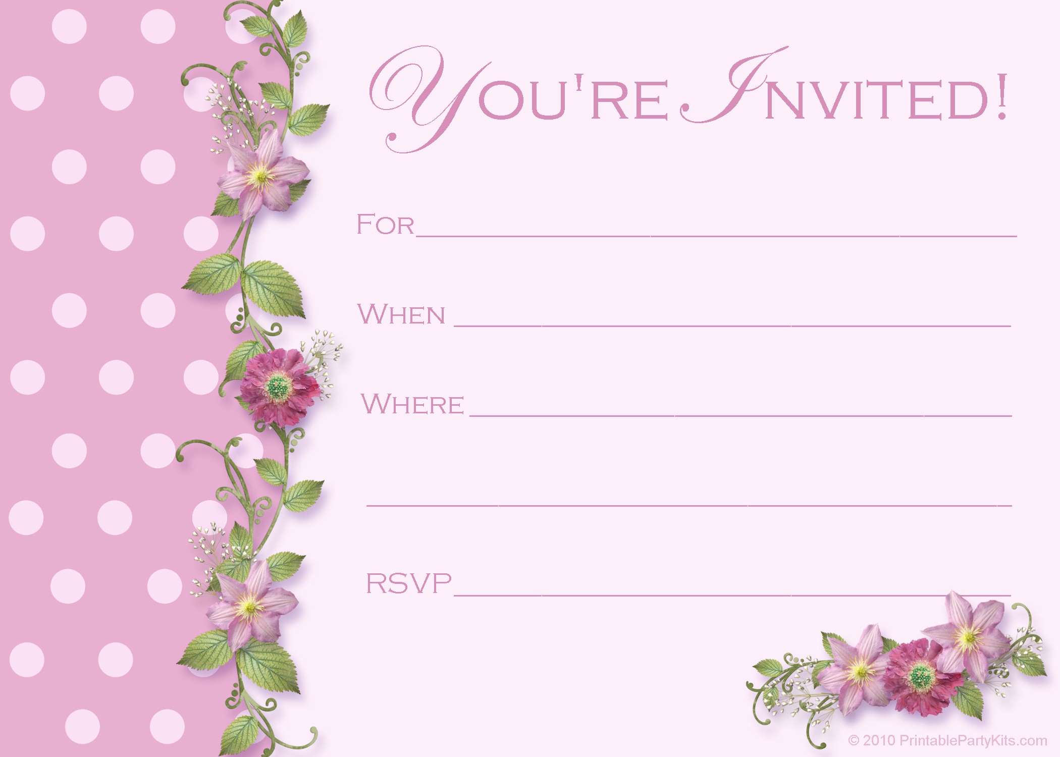 Blank Invitation Templates Free Printable