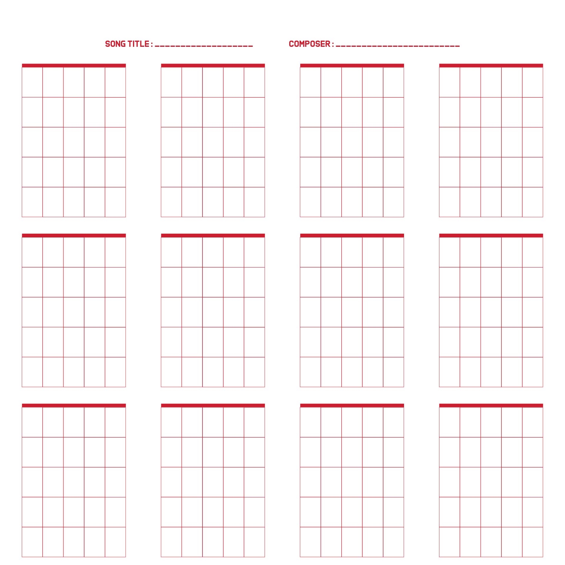 Blank Guitar Chord Chart Paper