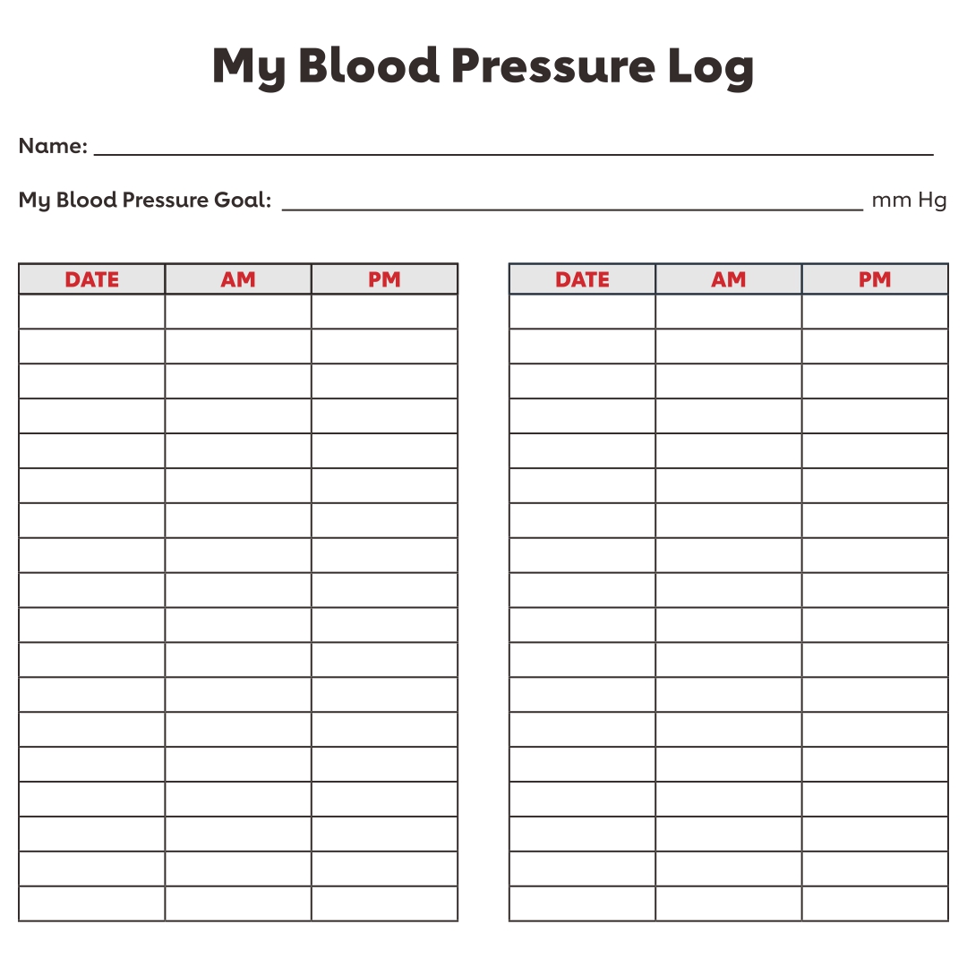 Printable Blood Pressure Chart