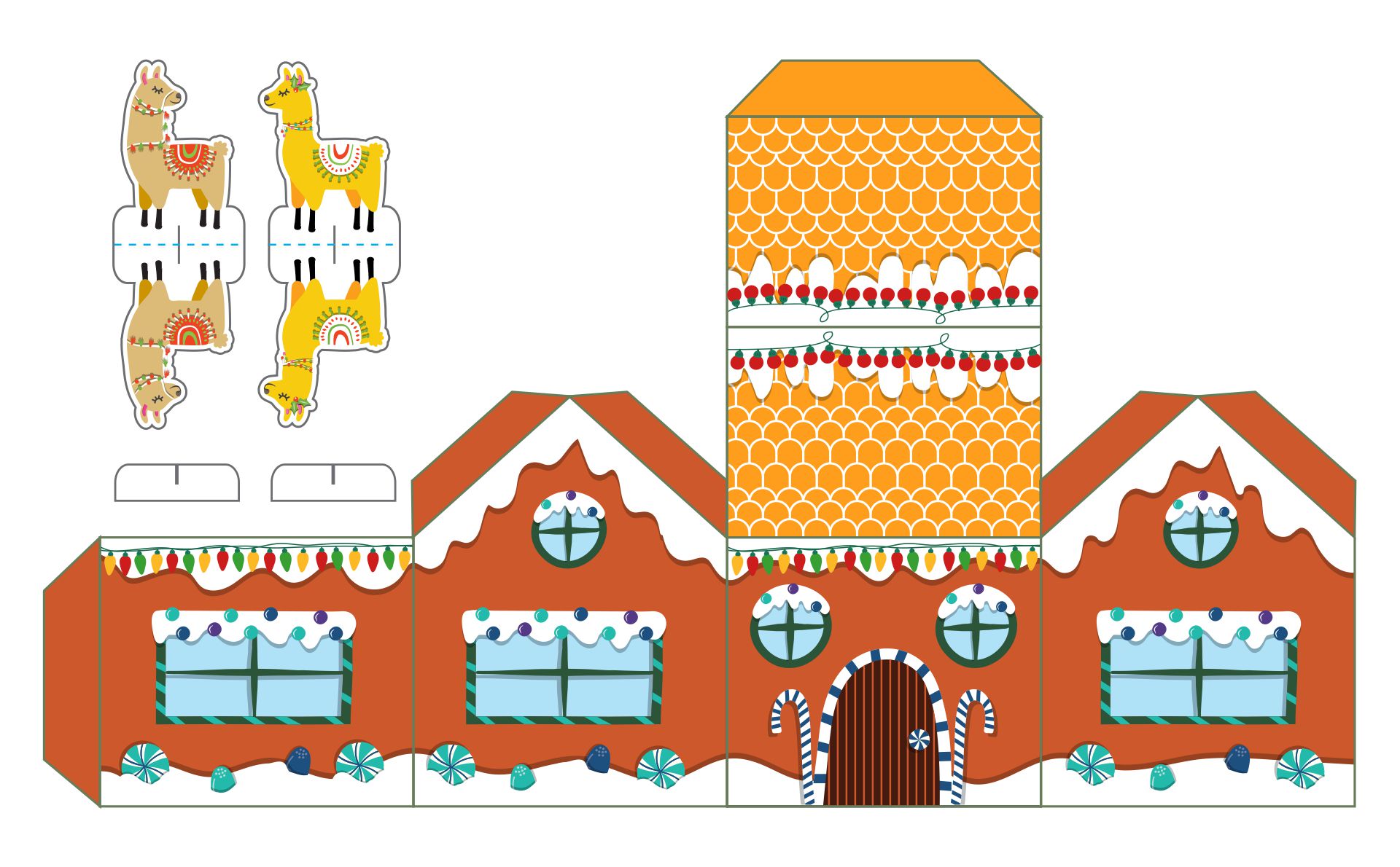 Christmas Village Paper House Templates