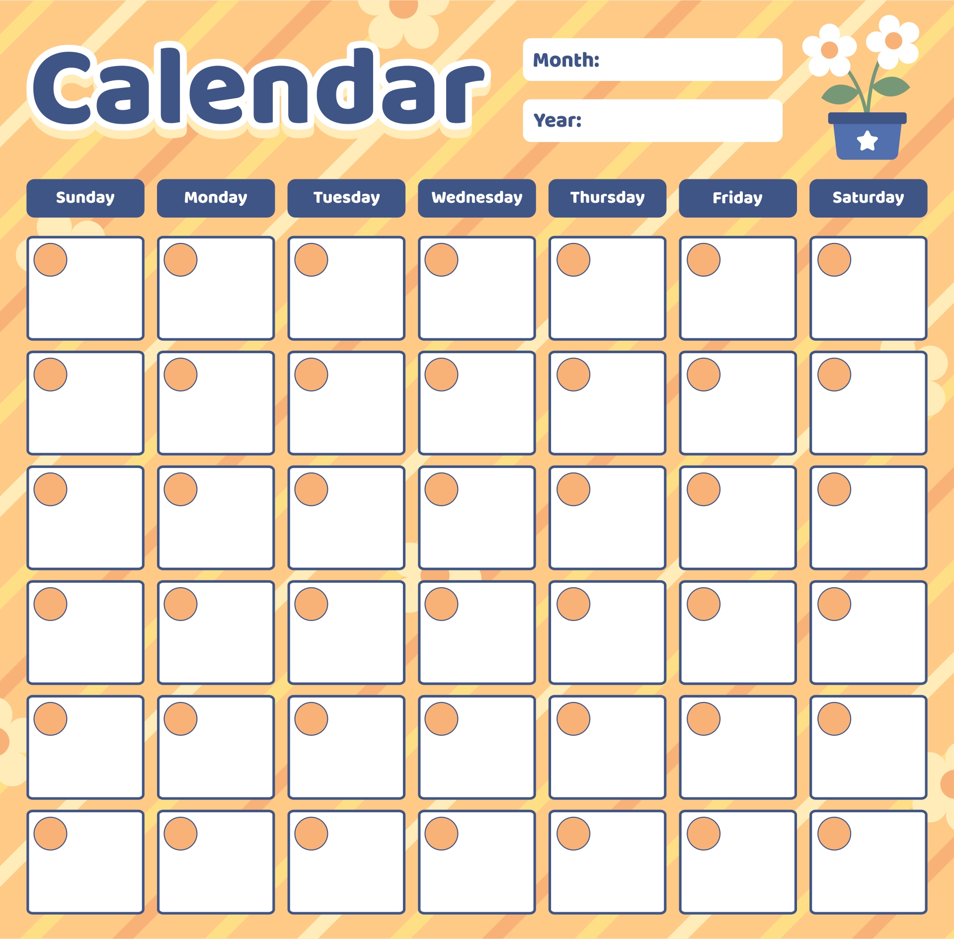 Cute Blank Printable Calendars