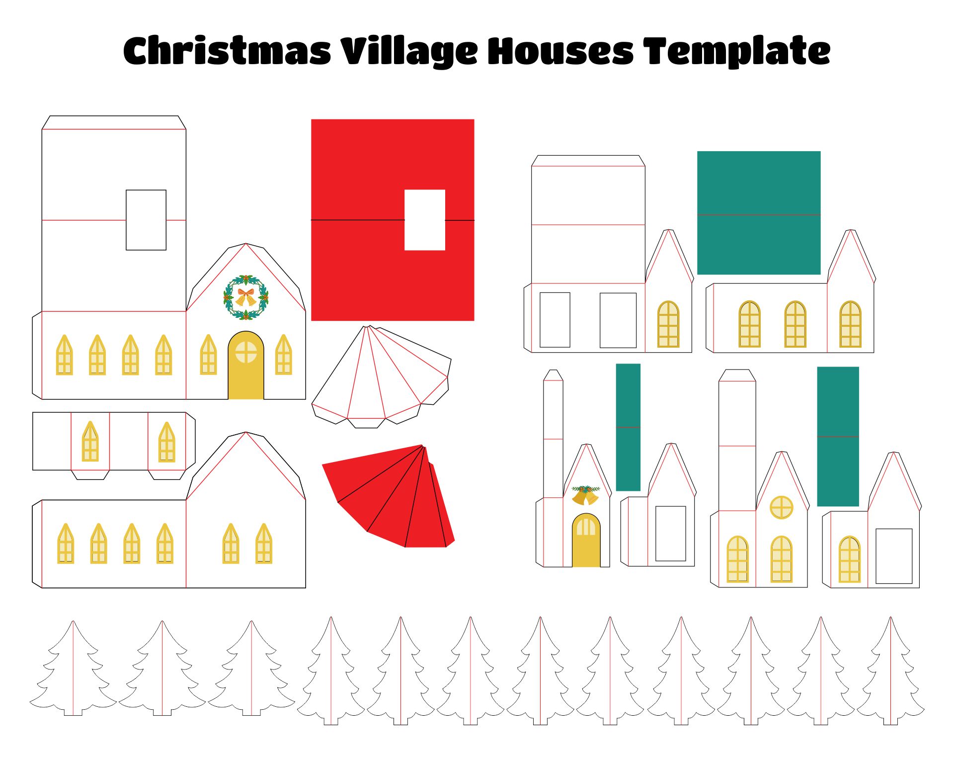  Printable Christmas Village Houses