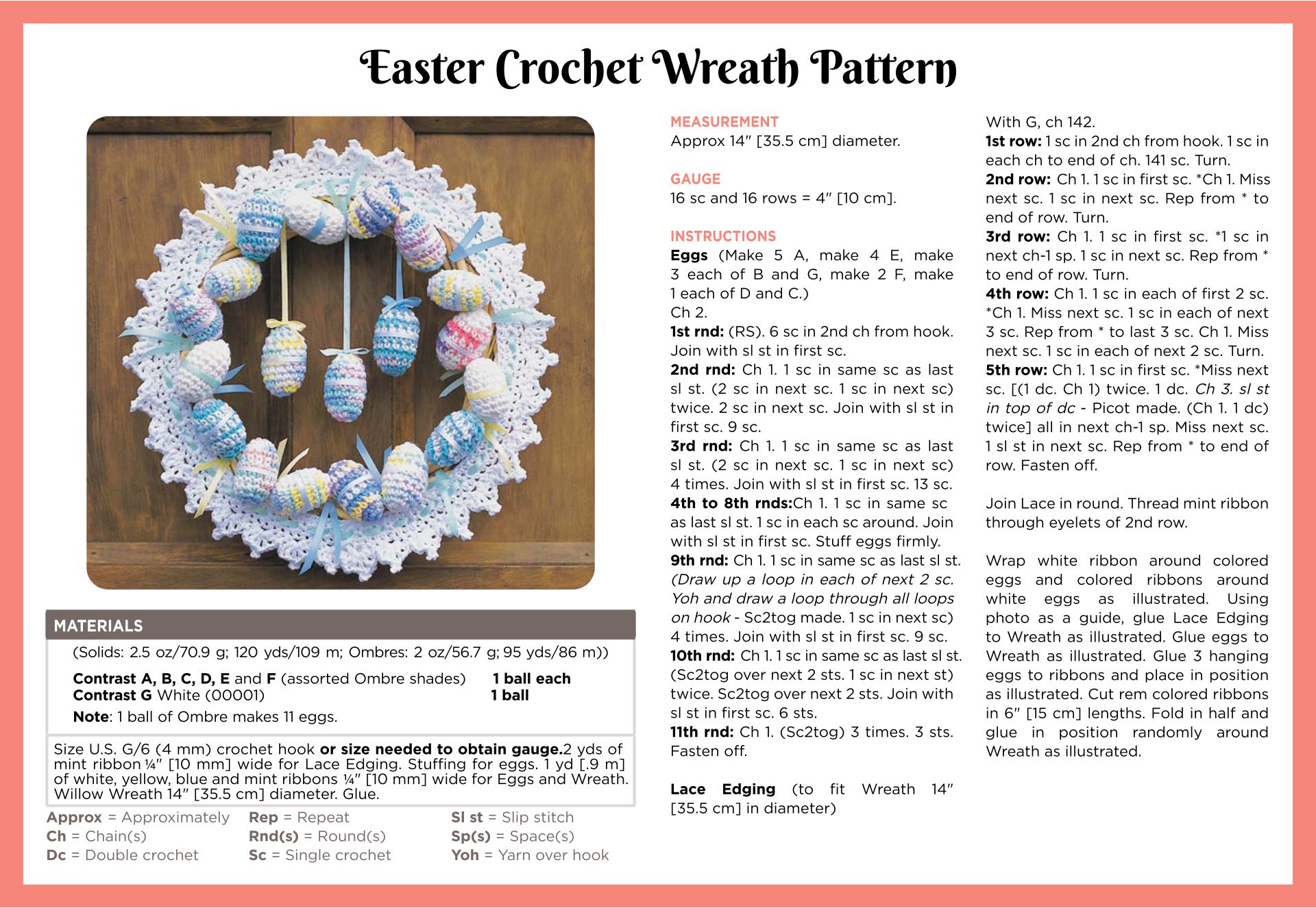 Easter Crochet Wreath Pattern