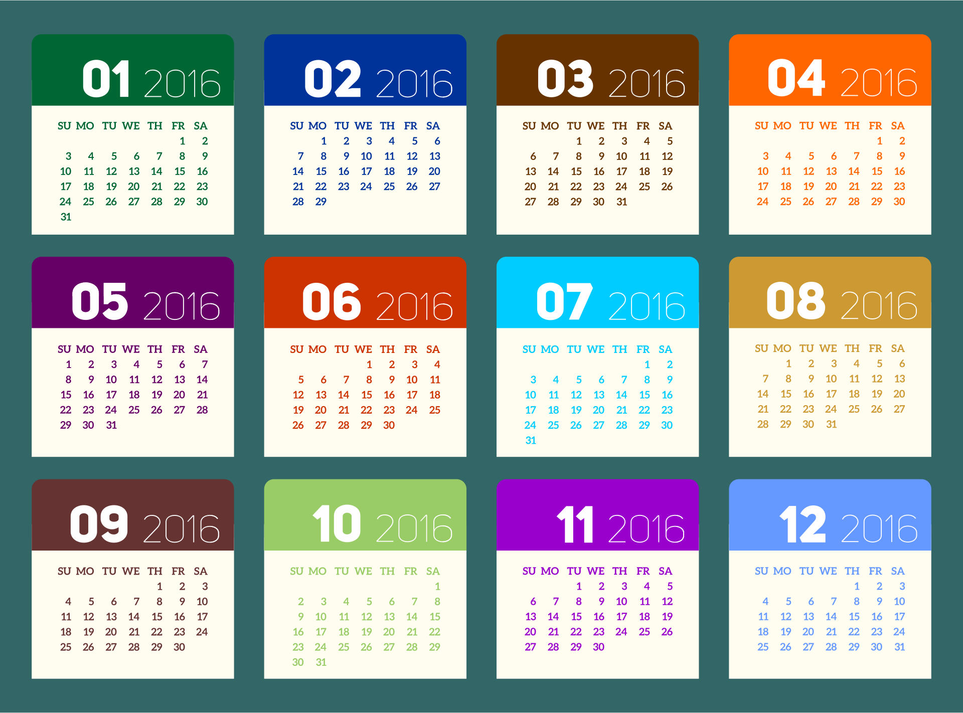 2 Page 1 Day Printable Planner Pages 2016