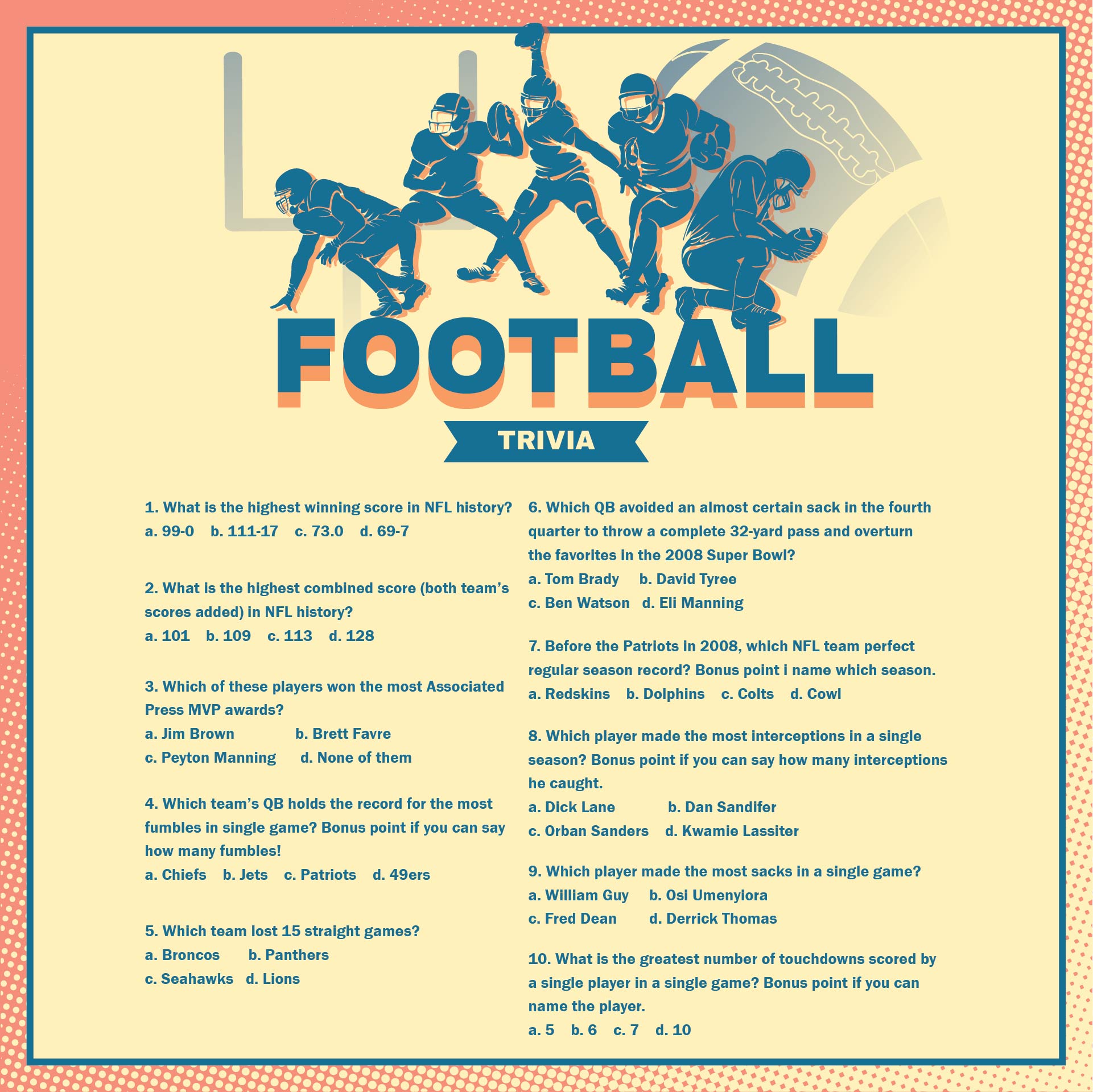 Printable Football Trivia Questions
