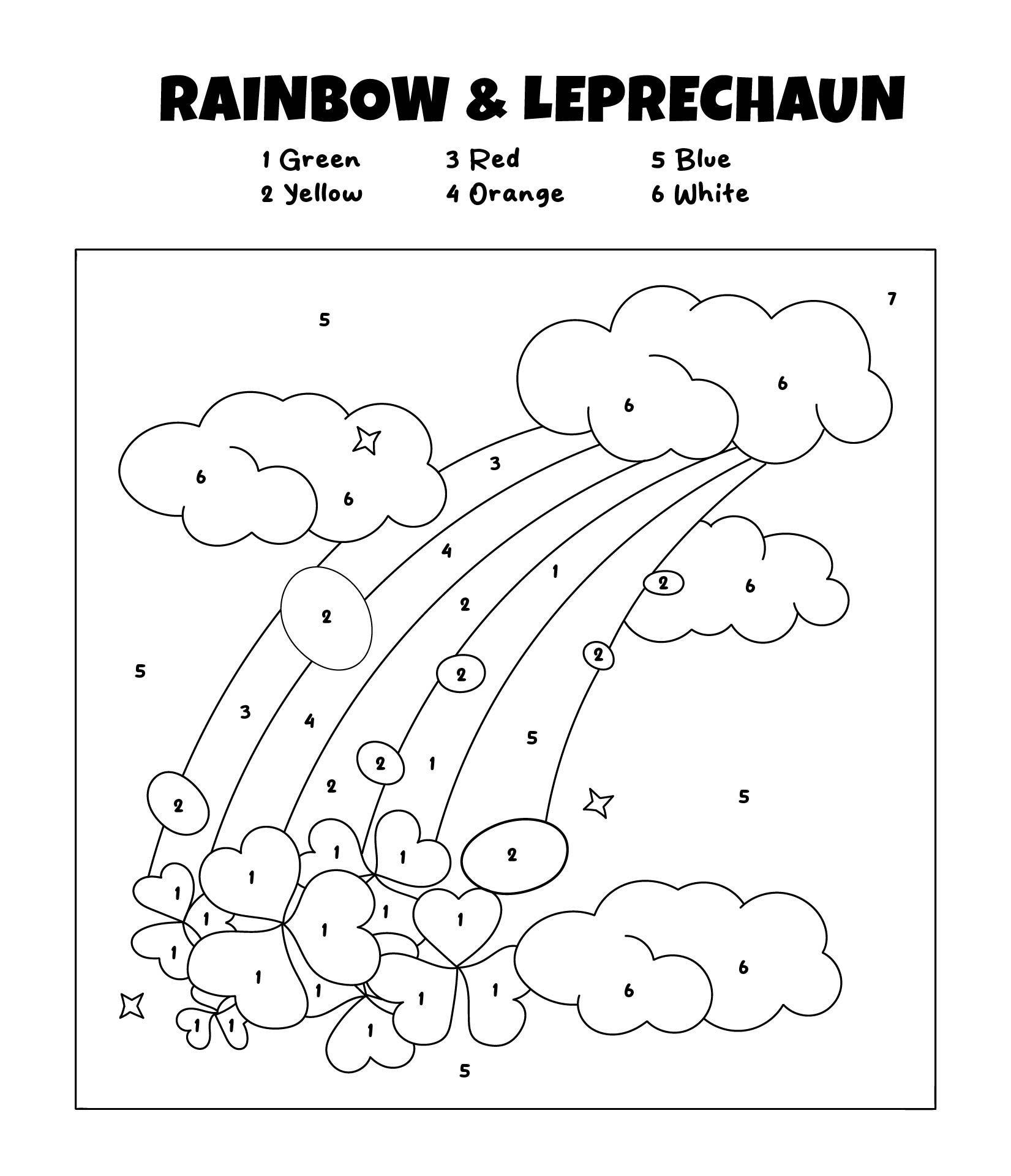 Leprechaun Color by Number Pages