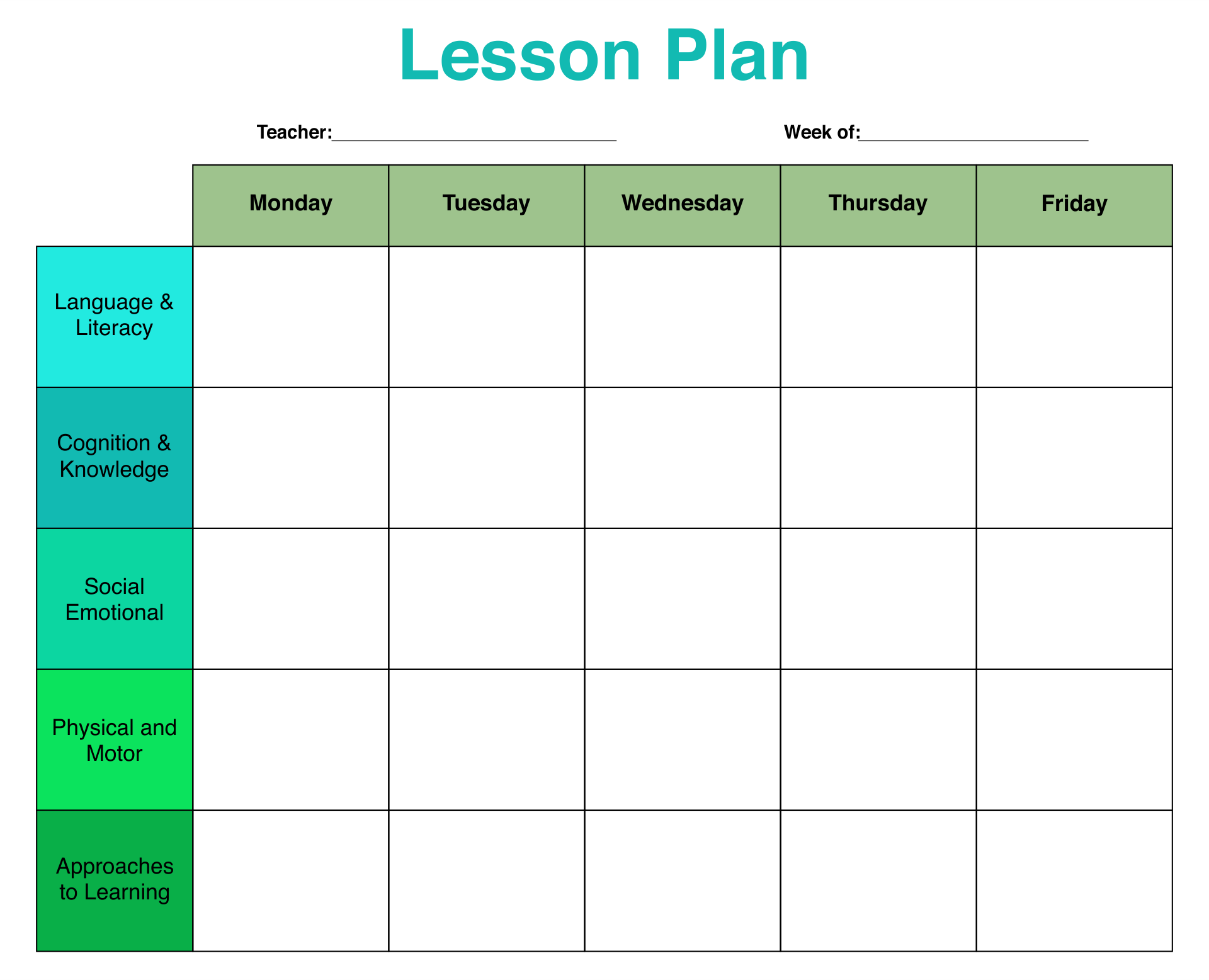 Preschool Lesson Plan Template
