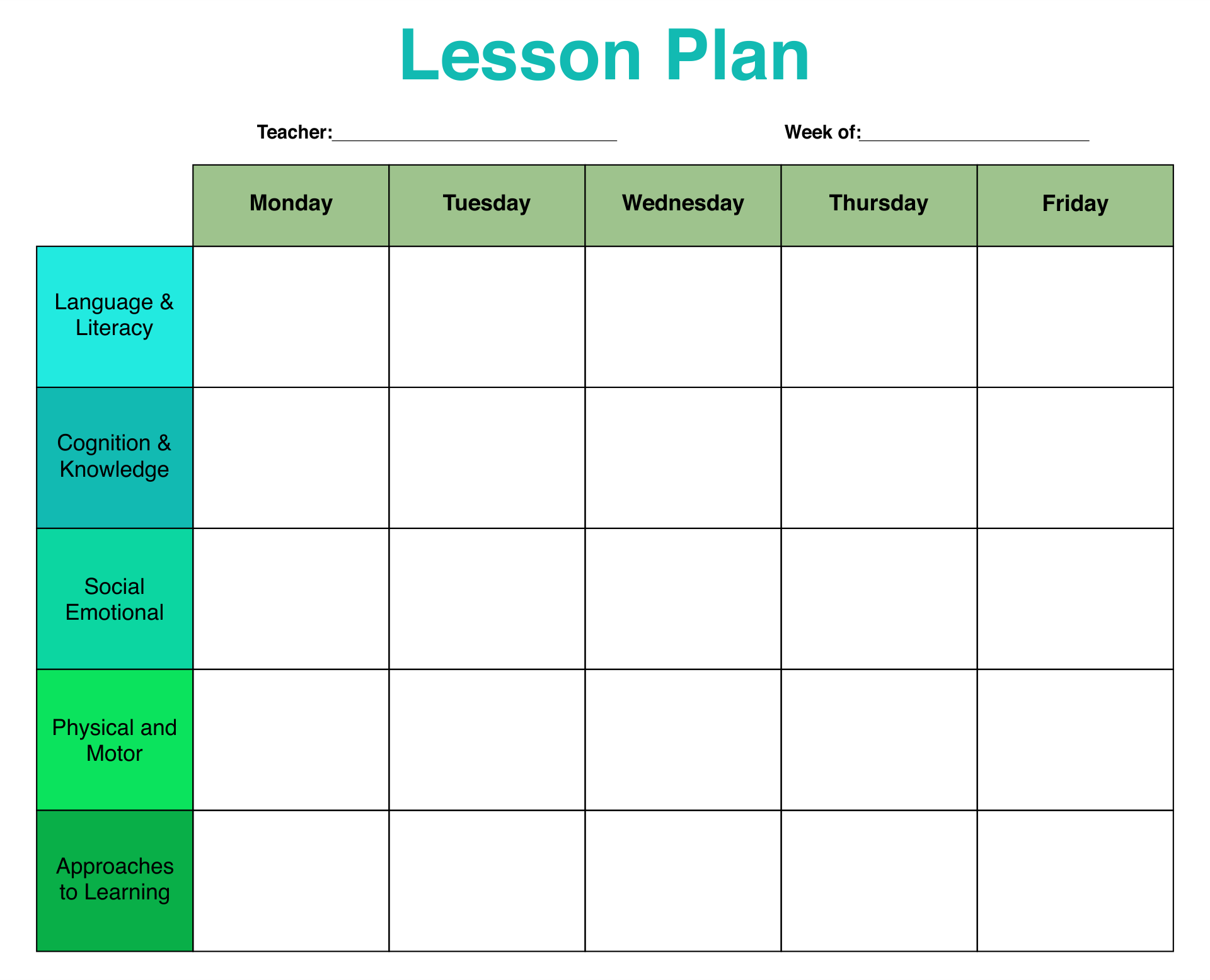 Free Printable Preschool Lesson Plans