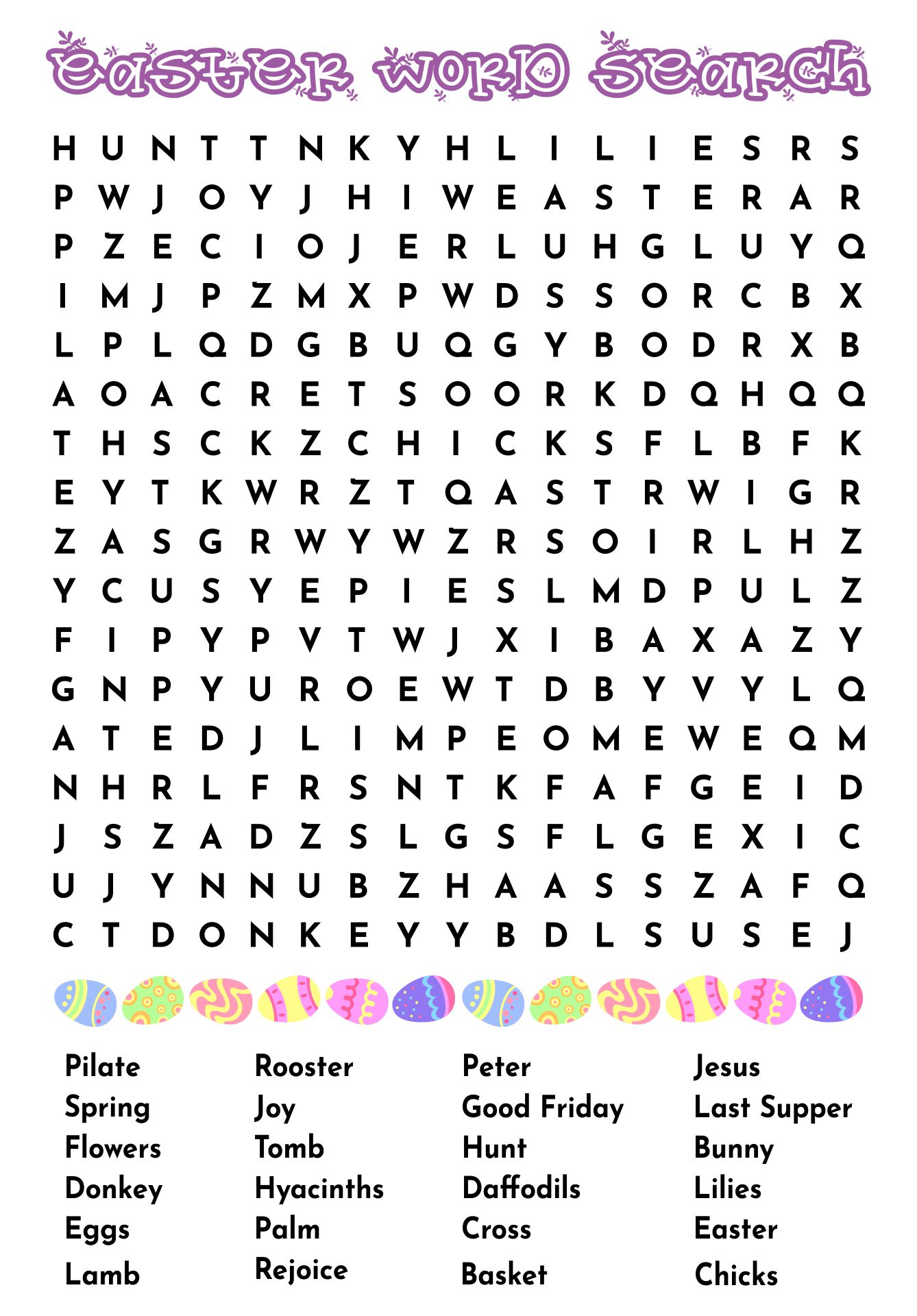 Printable Easter Word Search for Kids