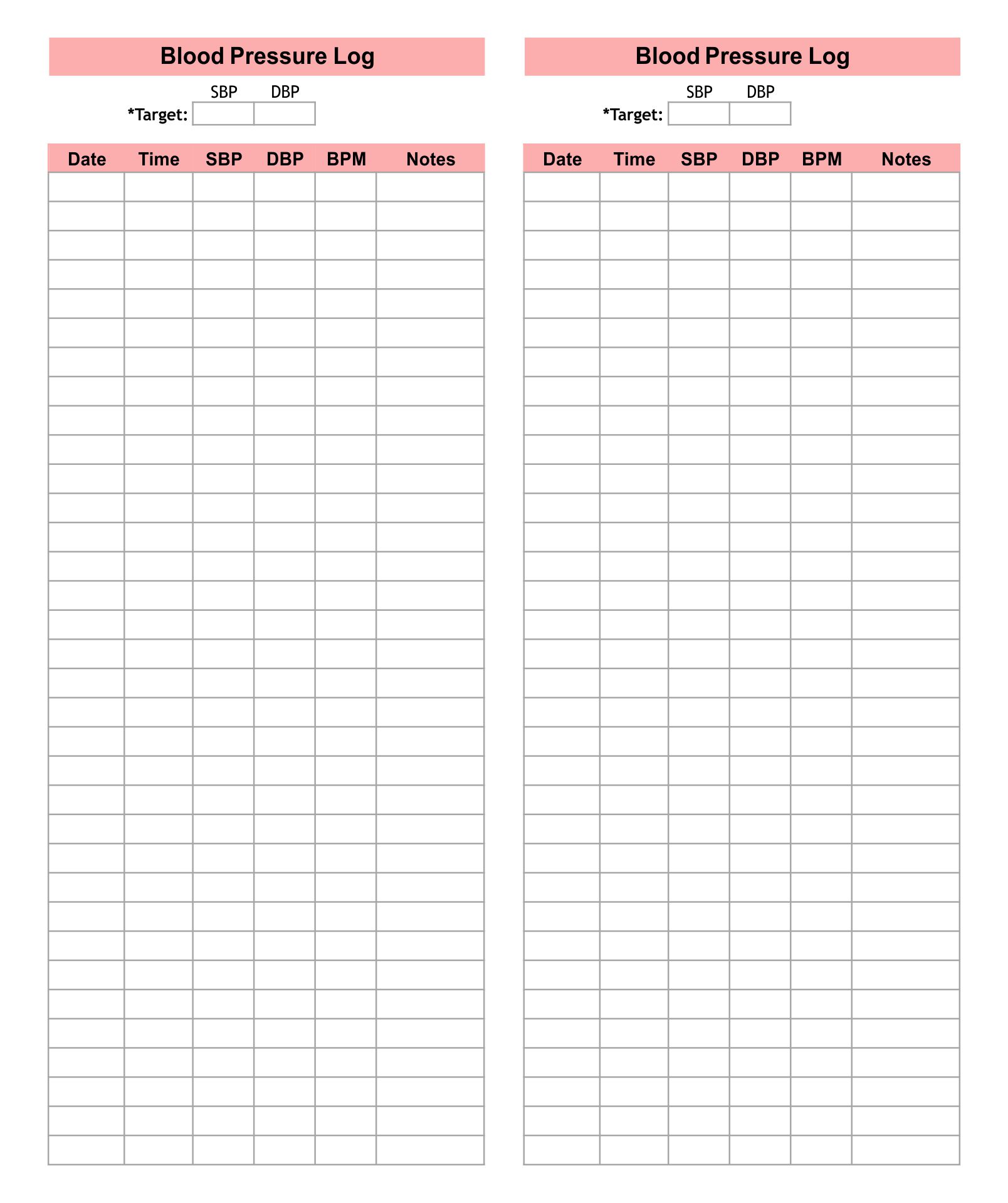 Printable Blood Pressure Chart Template Terrapag