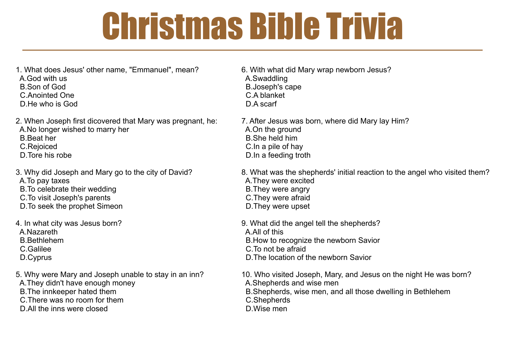 Free Printable Christmas Bible Trivia With Answers