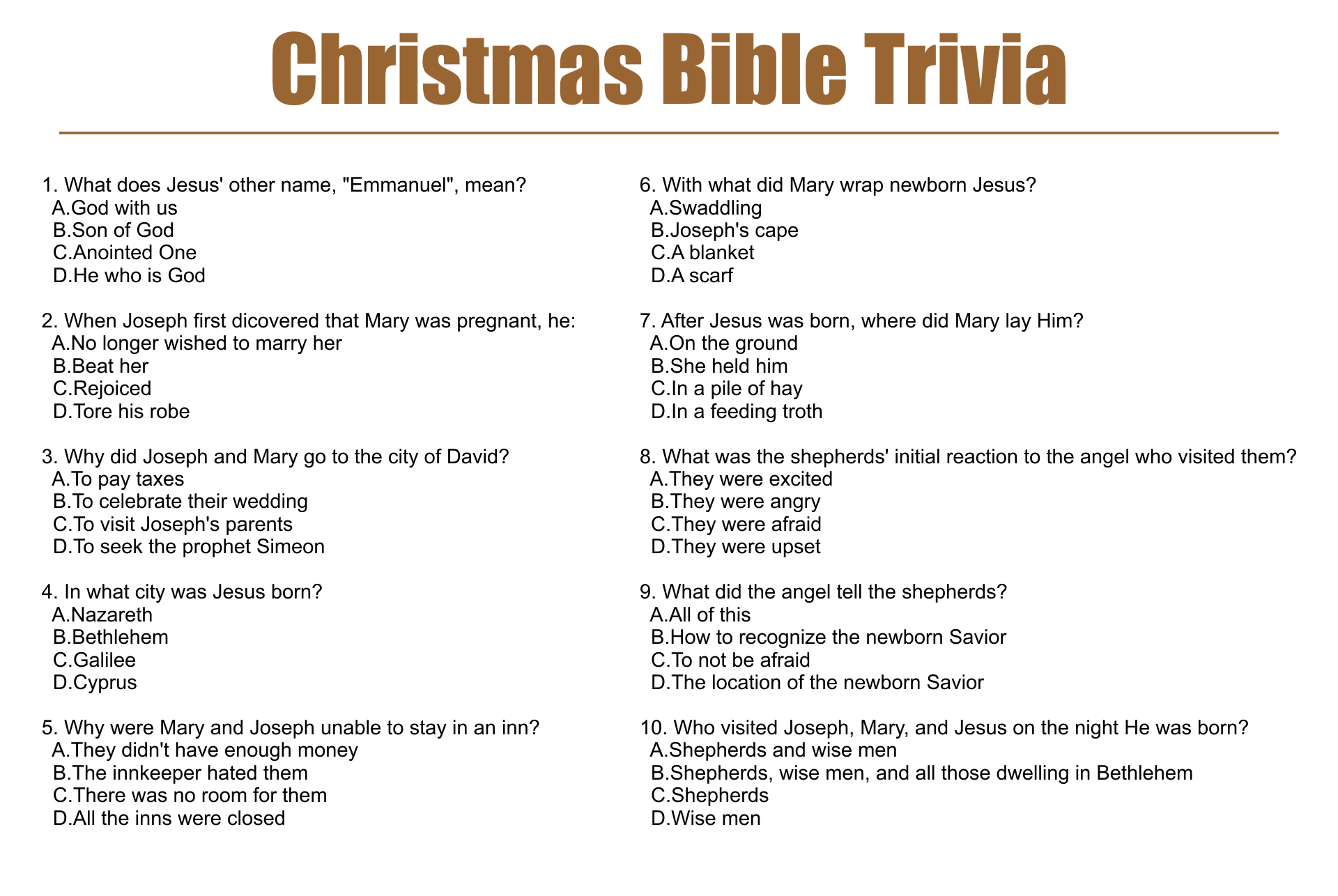 Bible Trivia Questions Printable