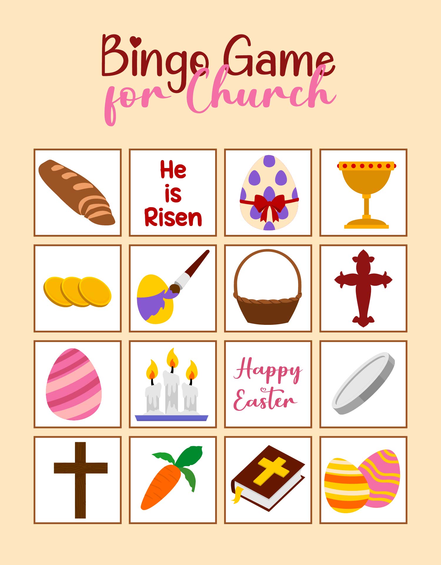 Easter Bingo Game for Church