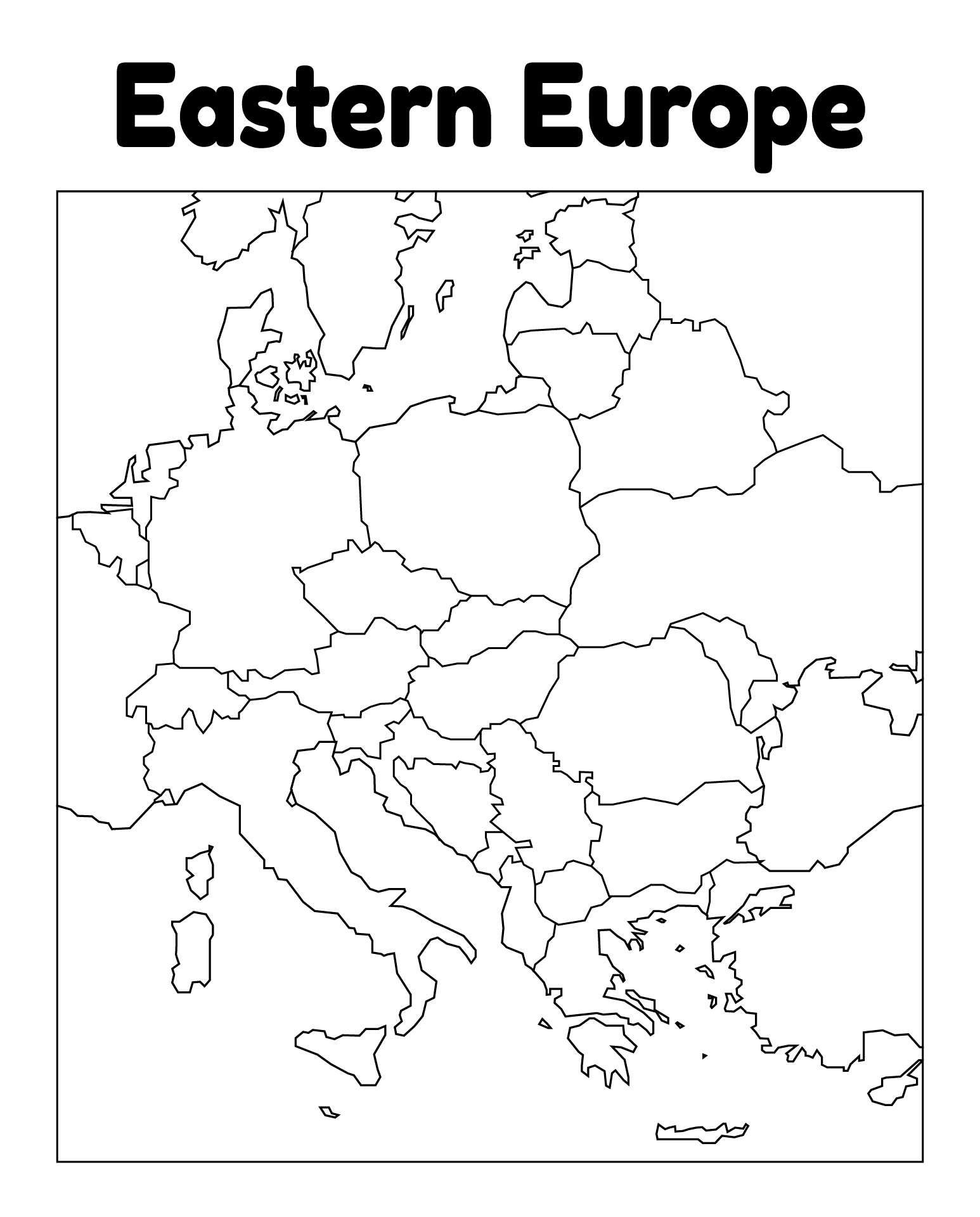 Eastern Europe Blank Outline Map