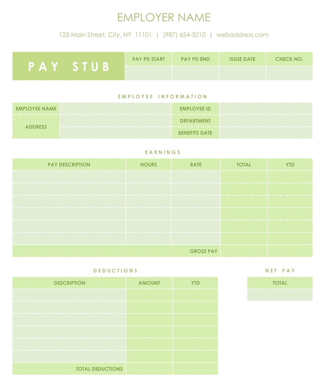 Free Pay Stub Template Download from www.printablee.com