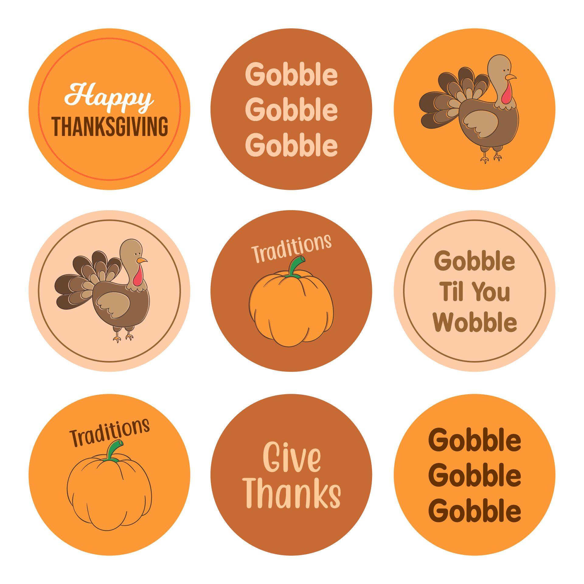 Thanksgiving Printable Cupcake Topper Templates
