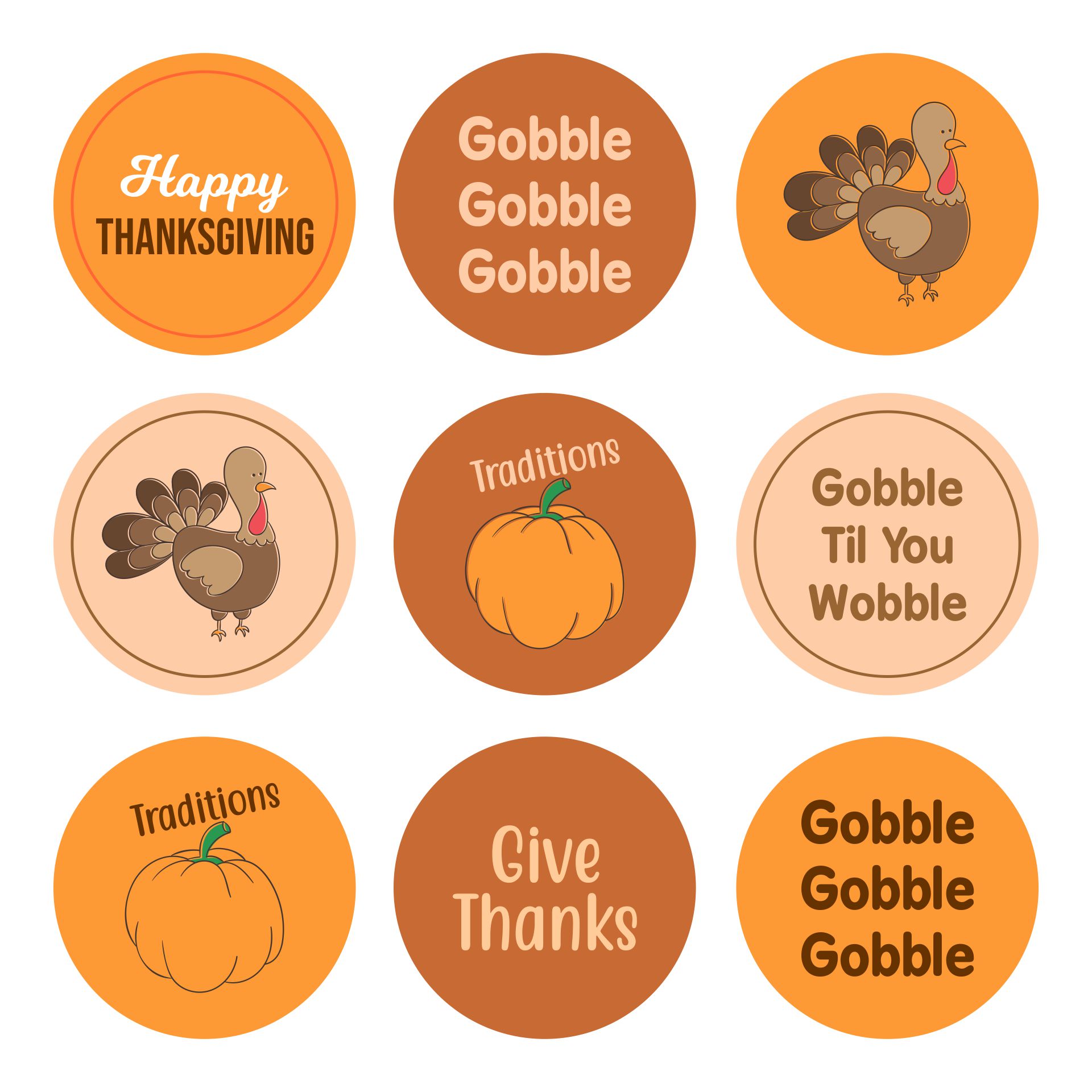 Thanksgiving Cupcake Toppers Printable