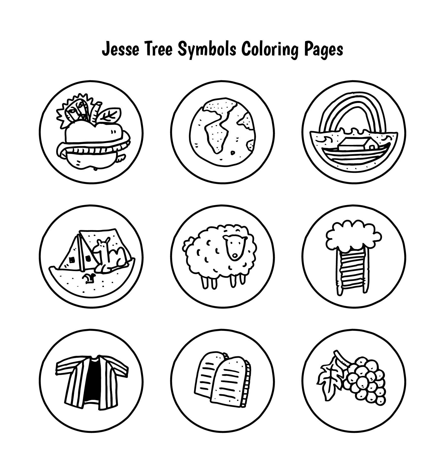 Jesse Tree Symbols Coloring Pages