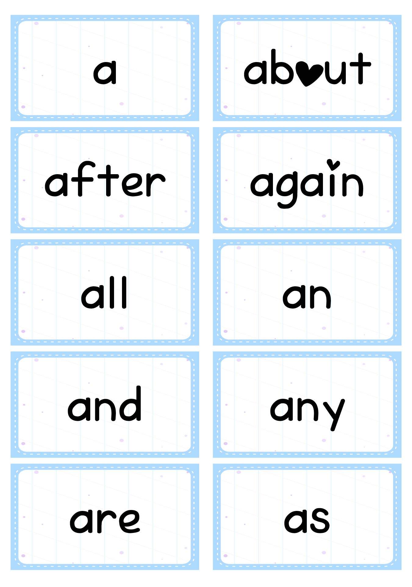  Printable Sight Word Flash Cards