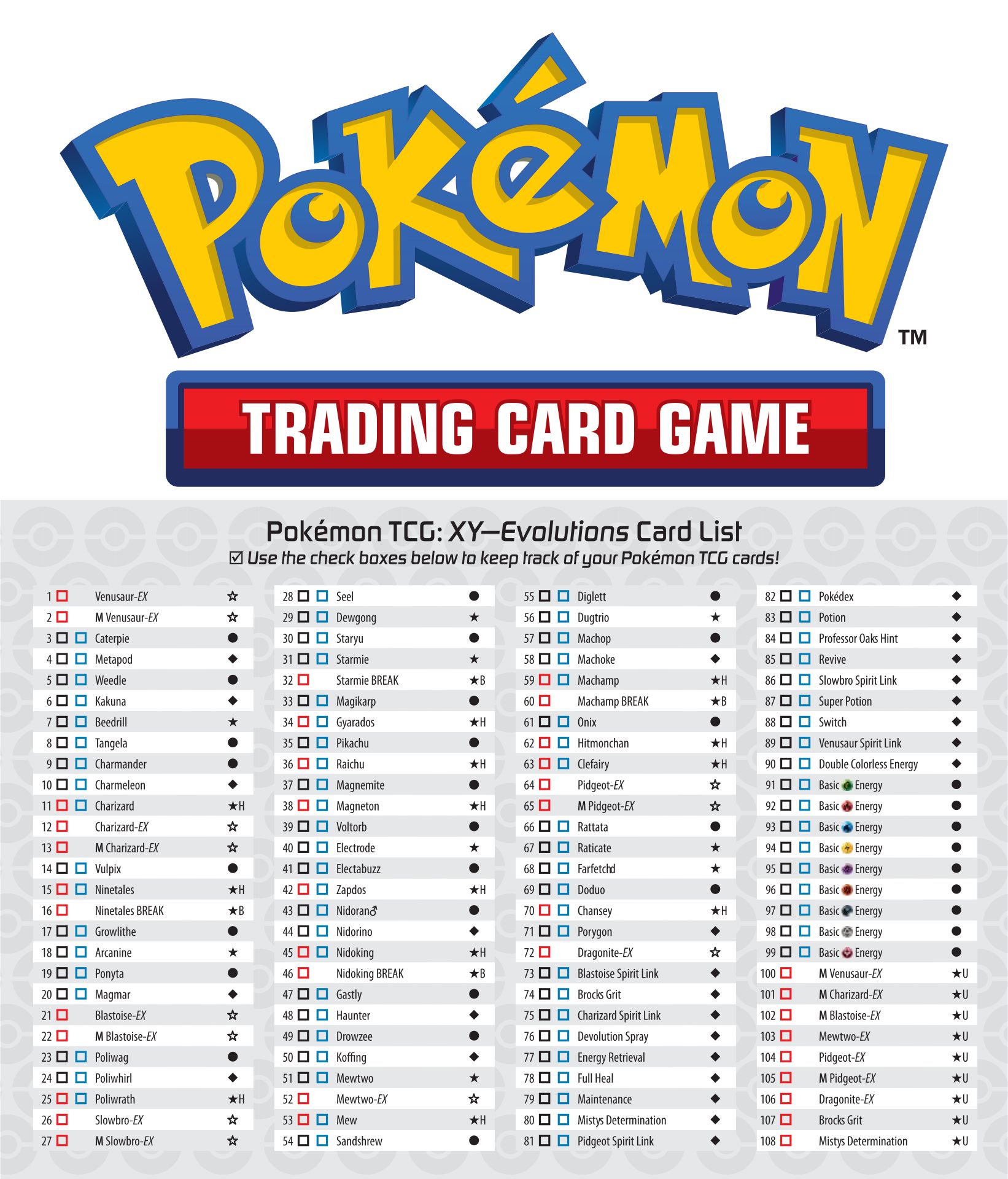 List of All Pokemon Card Checklist