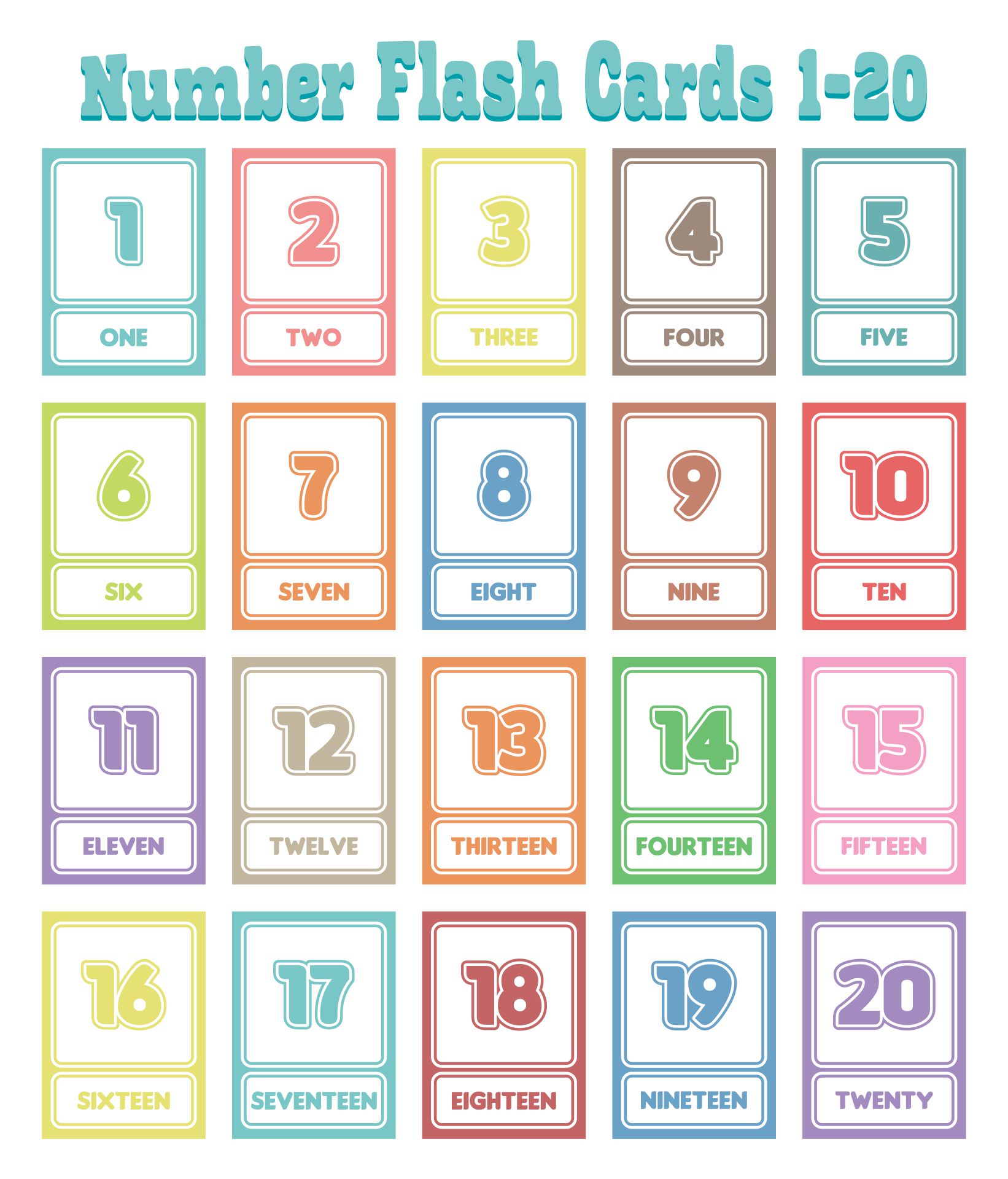 Printable Number Flash Cards PDF