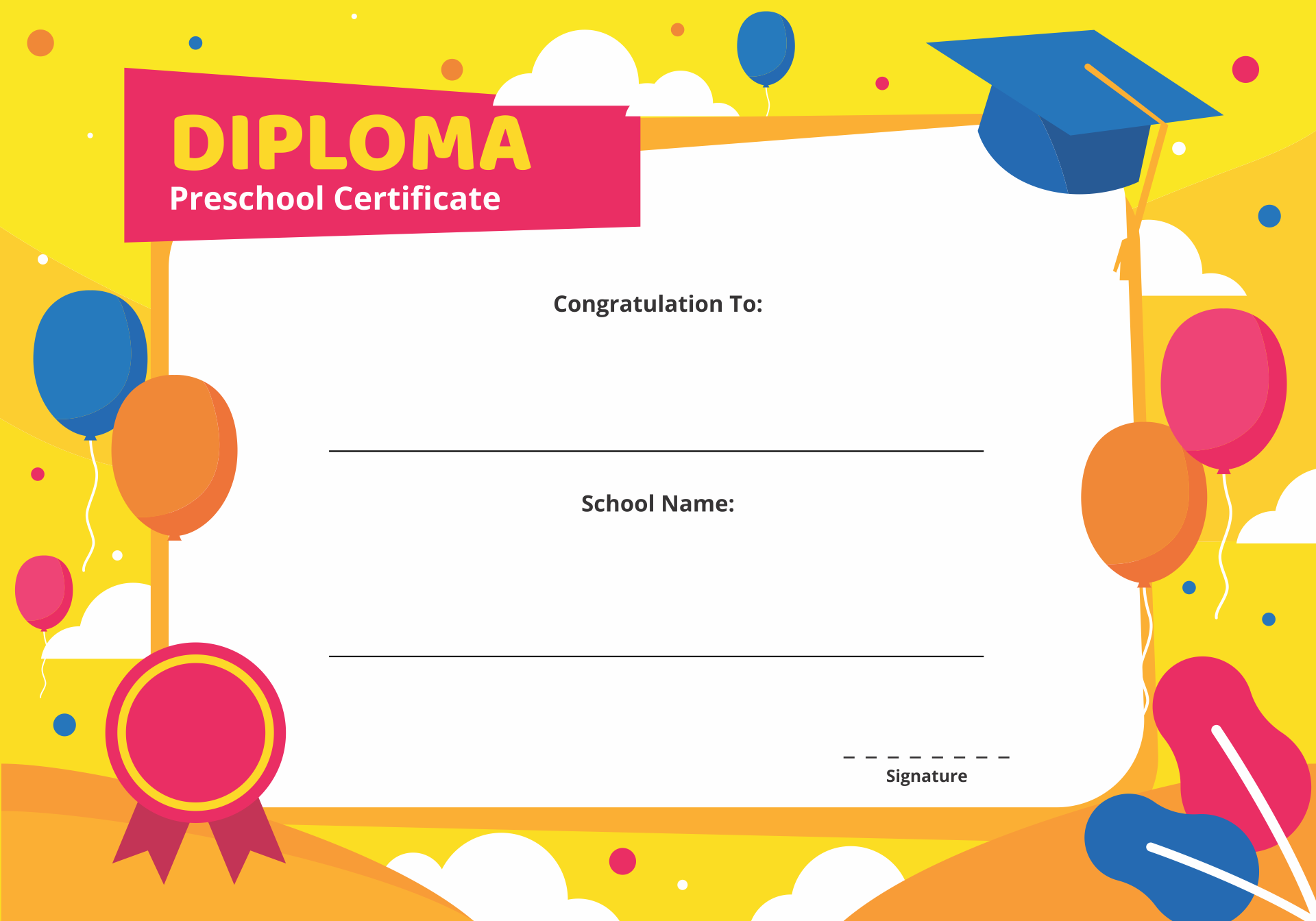  Printable Kindergarten Graduation Certificate Template